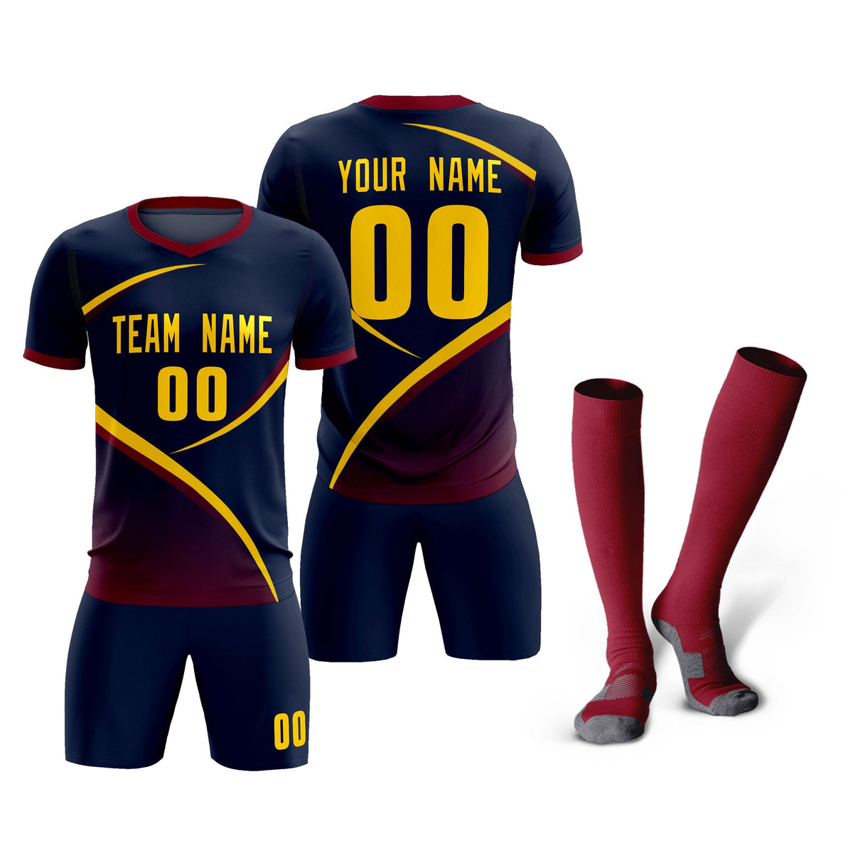 Custom Navy Navy Color Block Training Uniform For Men Soccer Sets Jersey