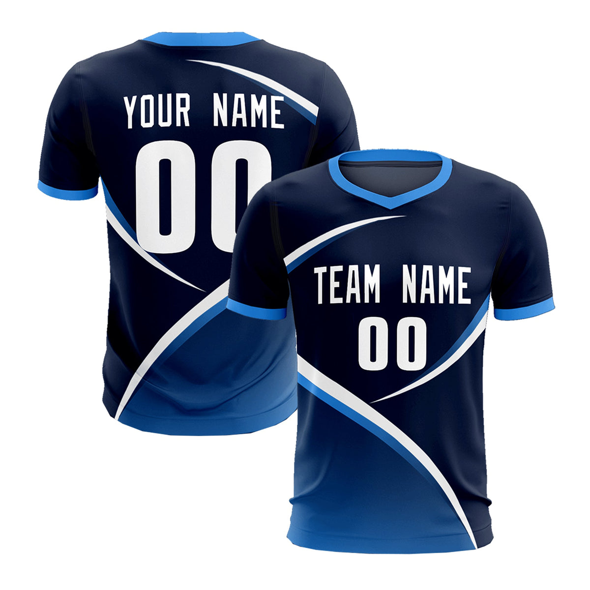 Custom Navy Powder Blue Color Block Training Uniform For Men Soccer Sets Jersey