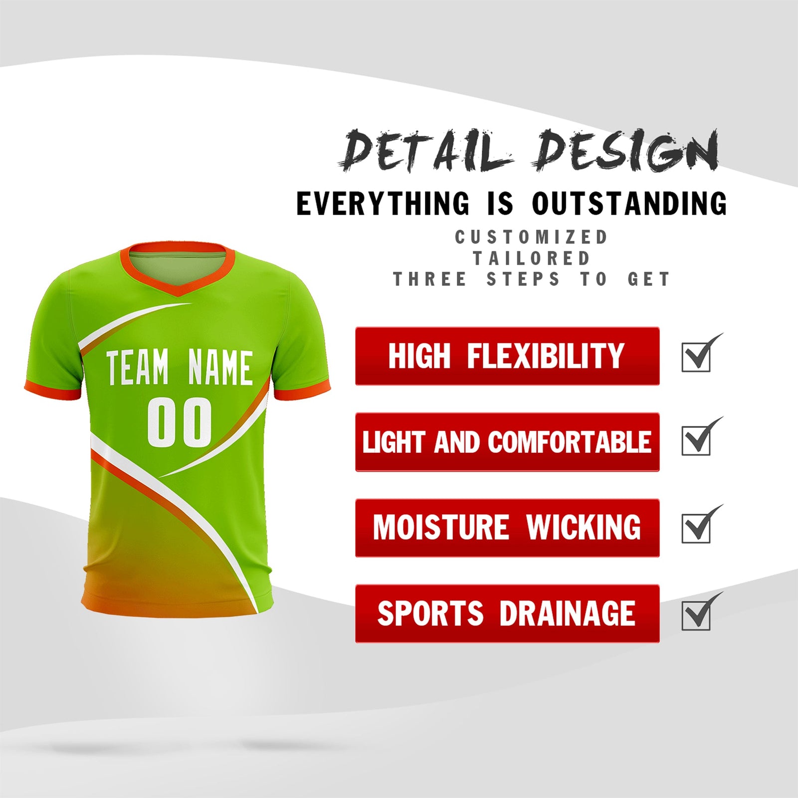 Custom Neon Green Orange Color Block Training Uniform For Men Soccer Sets Jersey