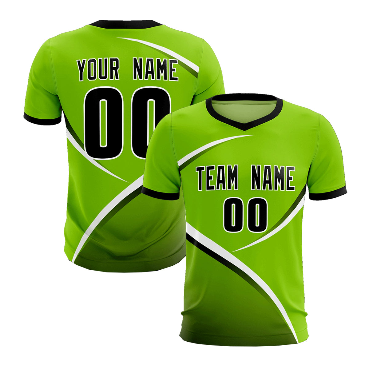 Custom Neon Green Black Color Block Training Uniform For Men Soccer Sets Jersey