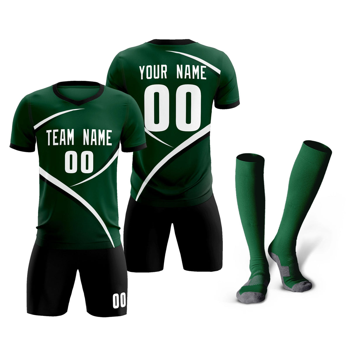 Custom Green Black Color Block Training Uniform For Men Soccer Sets Jersey