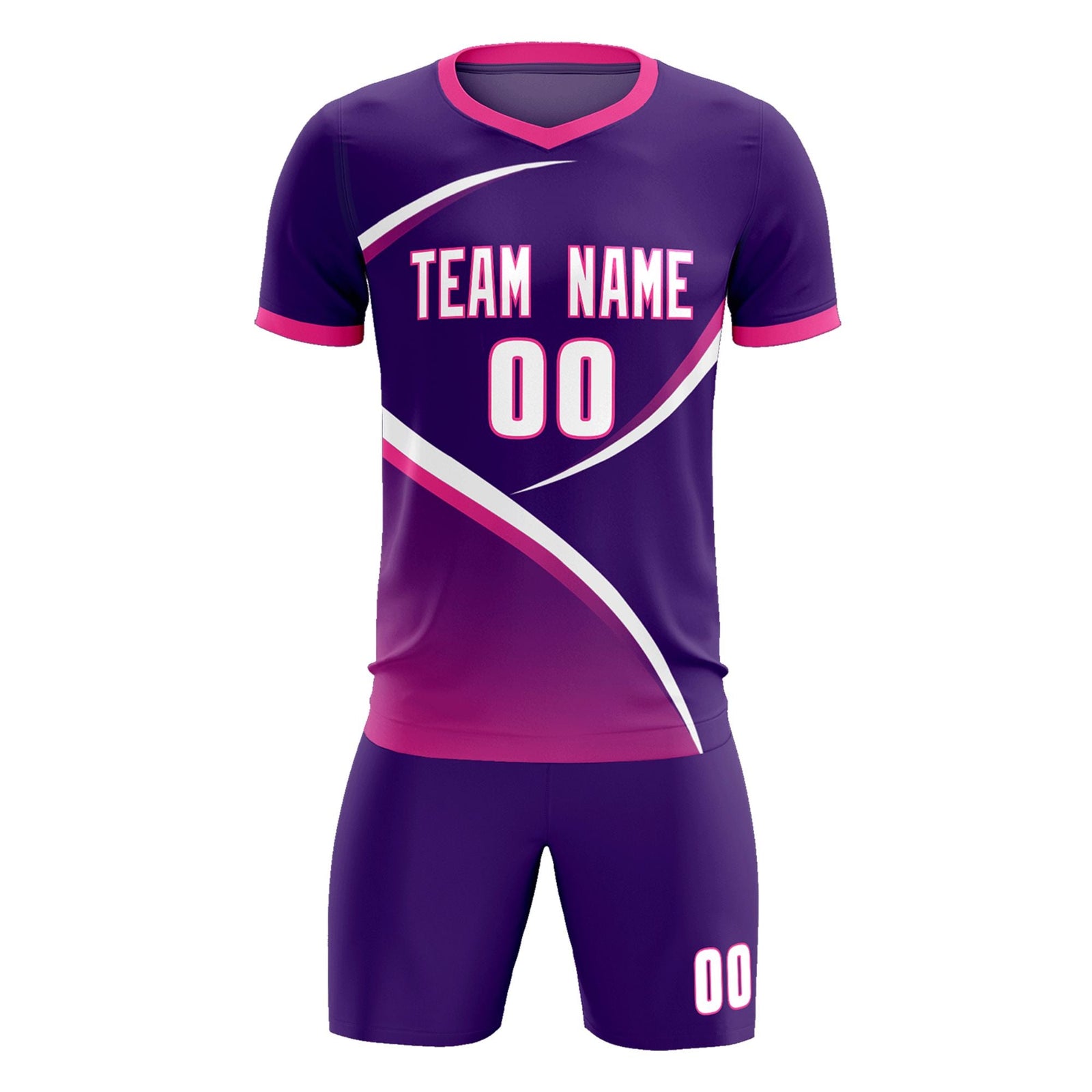 Custom Purple Pink Color Block Training Uniform For Men Soccer Sets Jersey