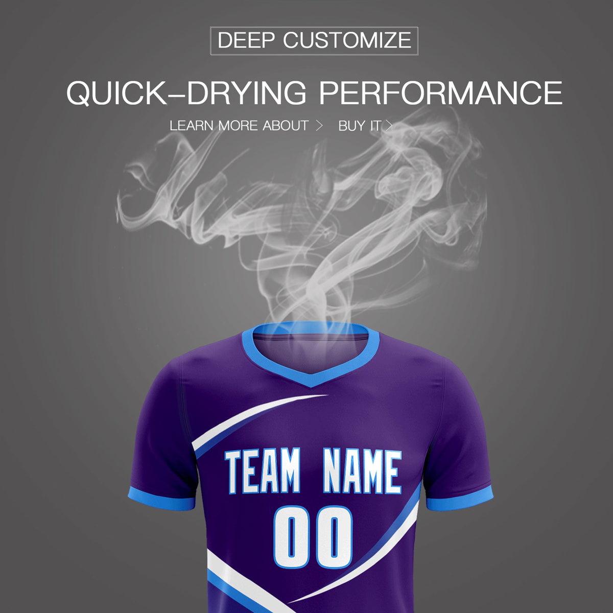 Custom Purple Powder Blue Color Block Training Uniform For Men Soccer Sets Jersey