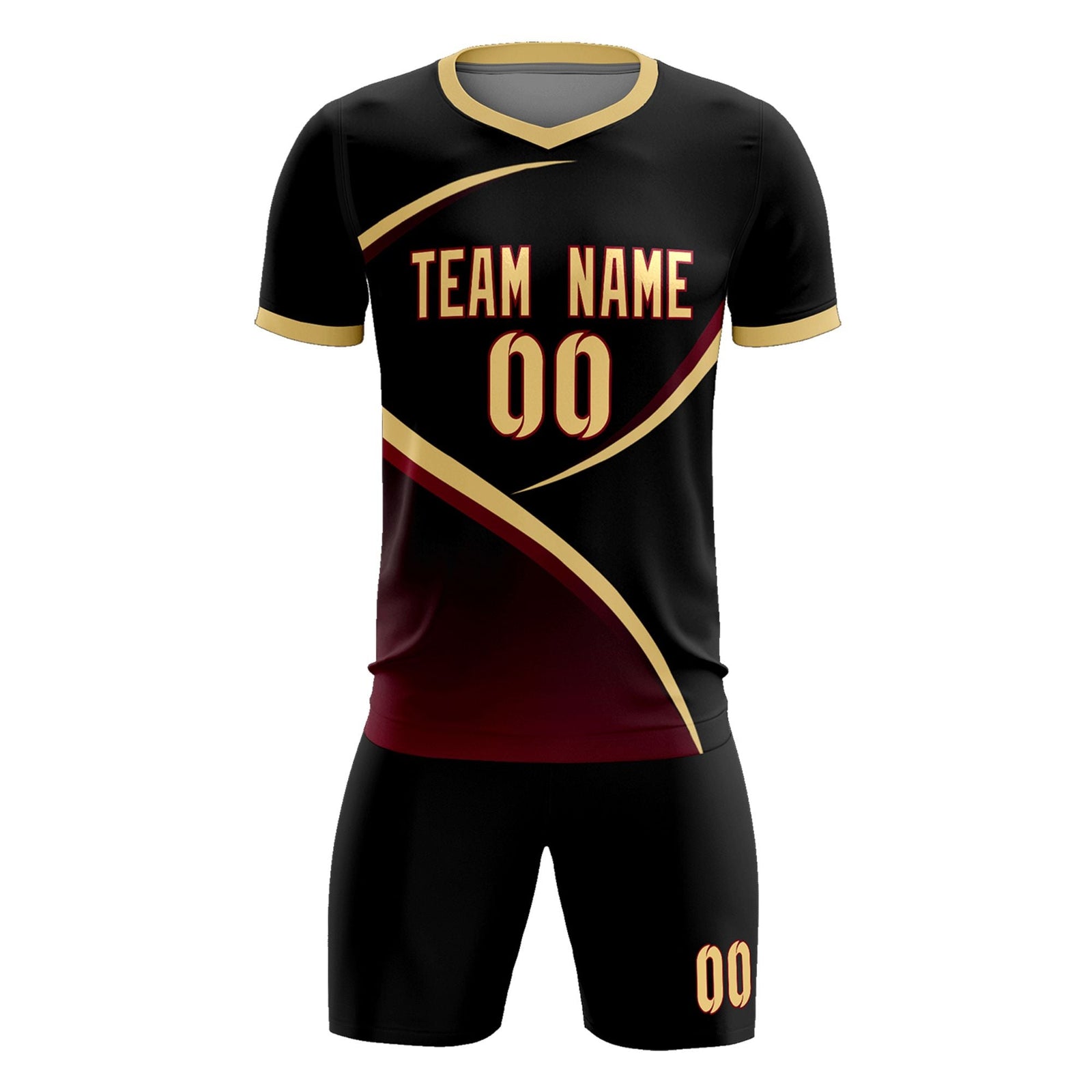 Custom Black Khaki Color Block Training Uniform For Men Soccer Sets Jersey