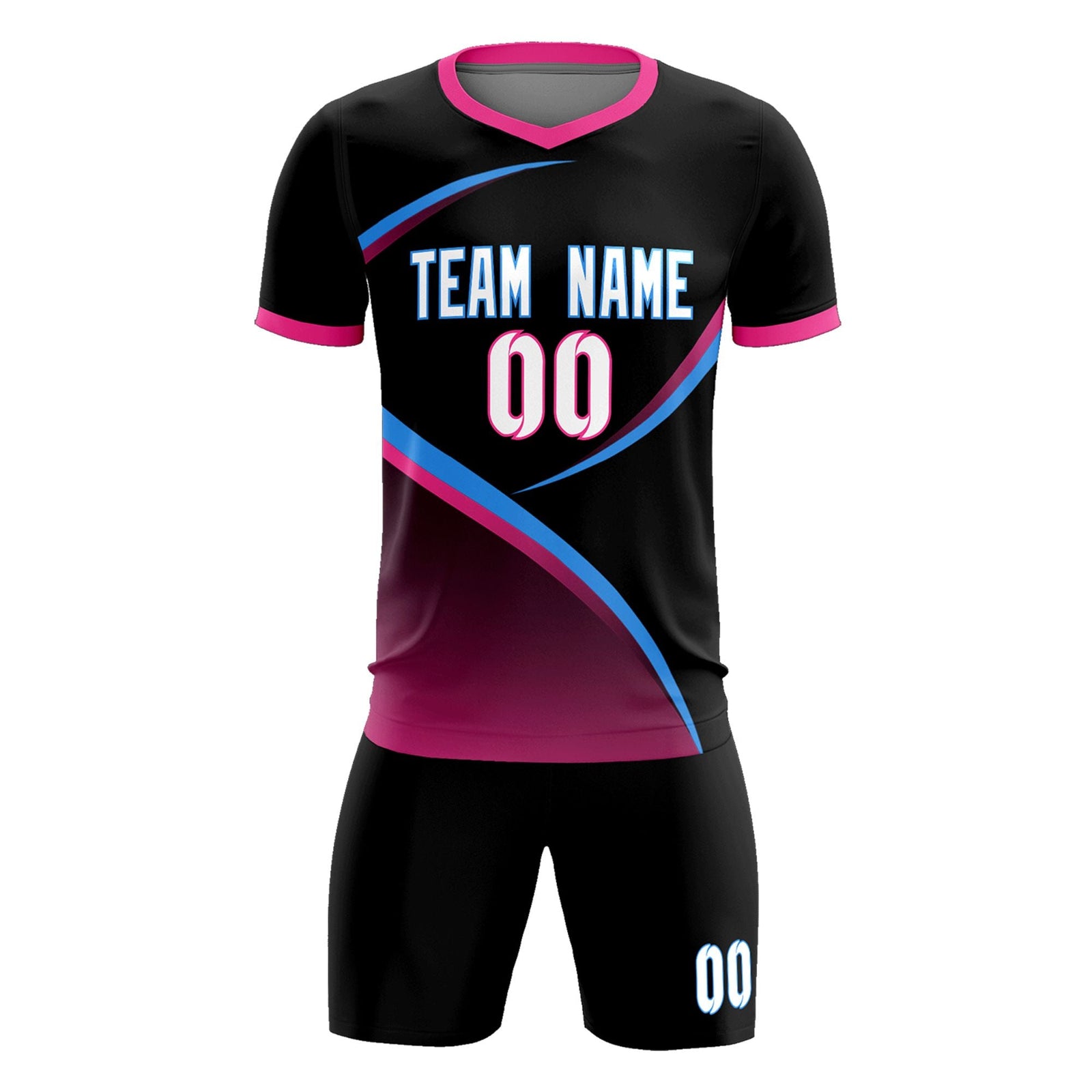 Custom Black Pink Color Block Training Uniform For Men Soccer Sets Jersey