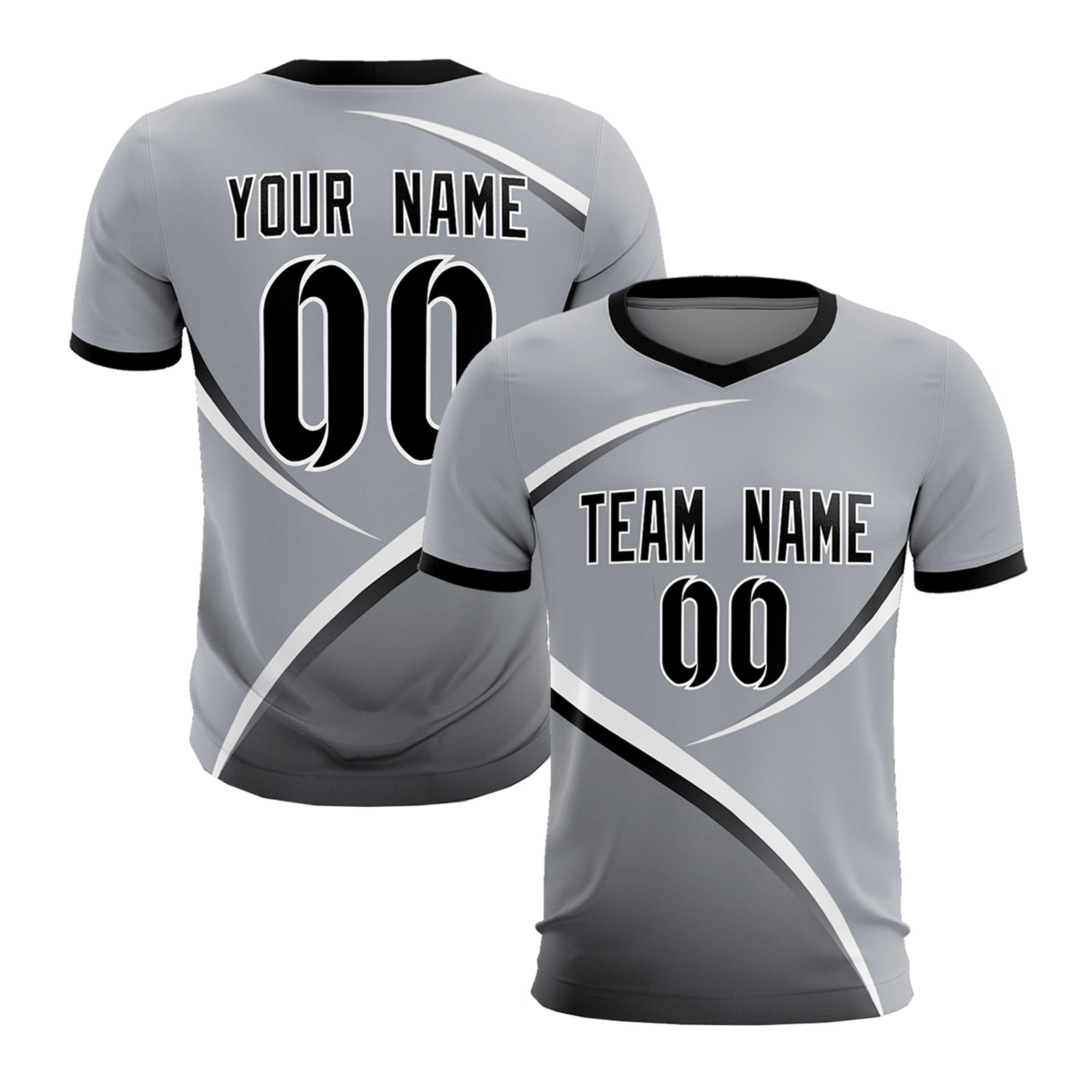 Custom Gray Black Color Block Training Uniform For Men Soccer Sets Jersey