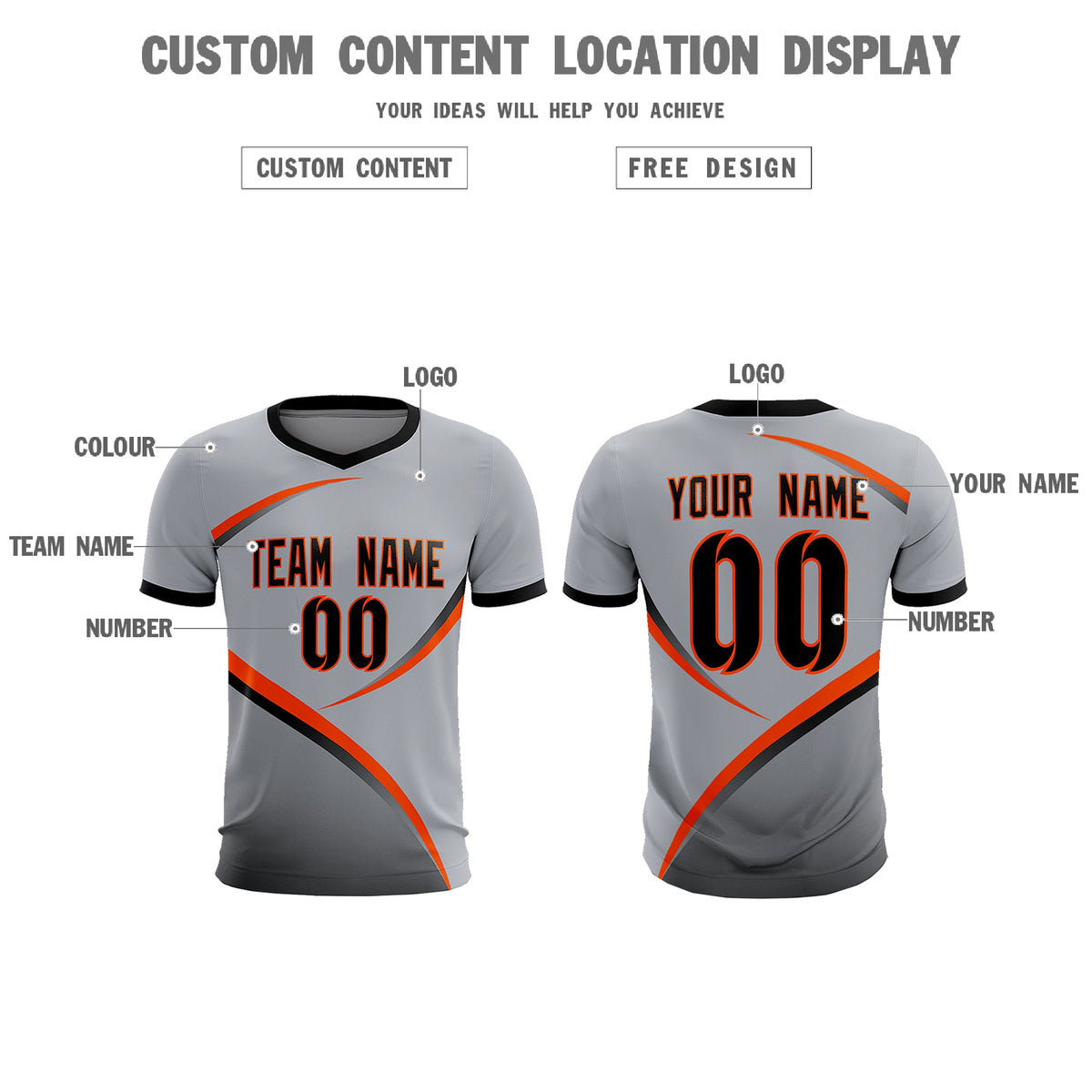 Custom Gray Black Color Block Training Uniform For Men Soccer Sets Jersey