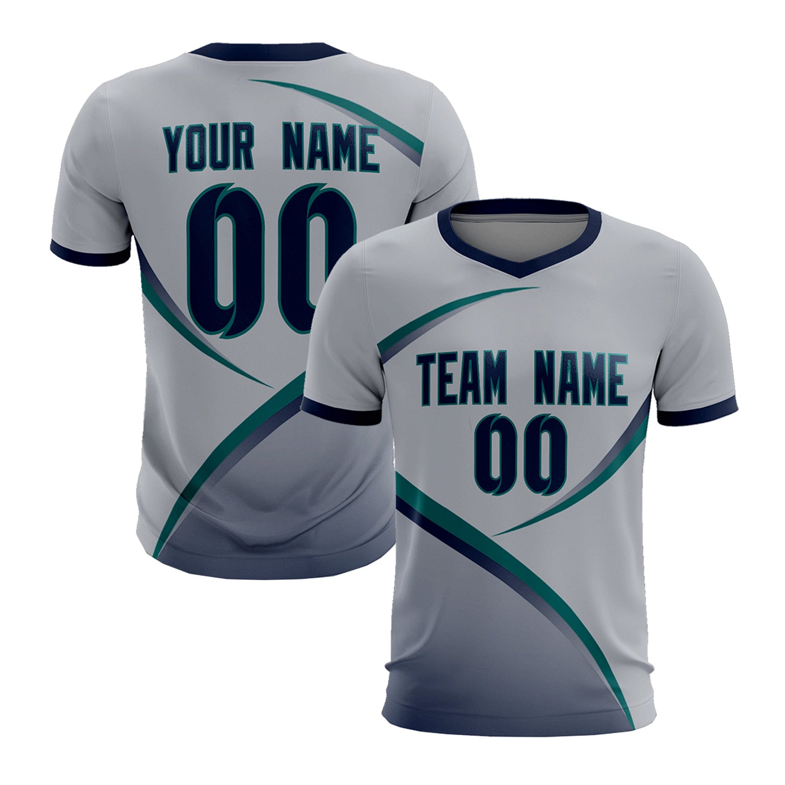 Custom Gray Navy Color Block Training Uniform For Men Soccer Sets Jersey