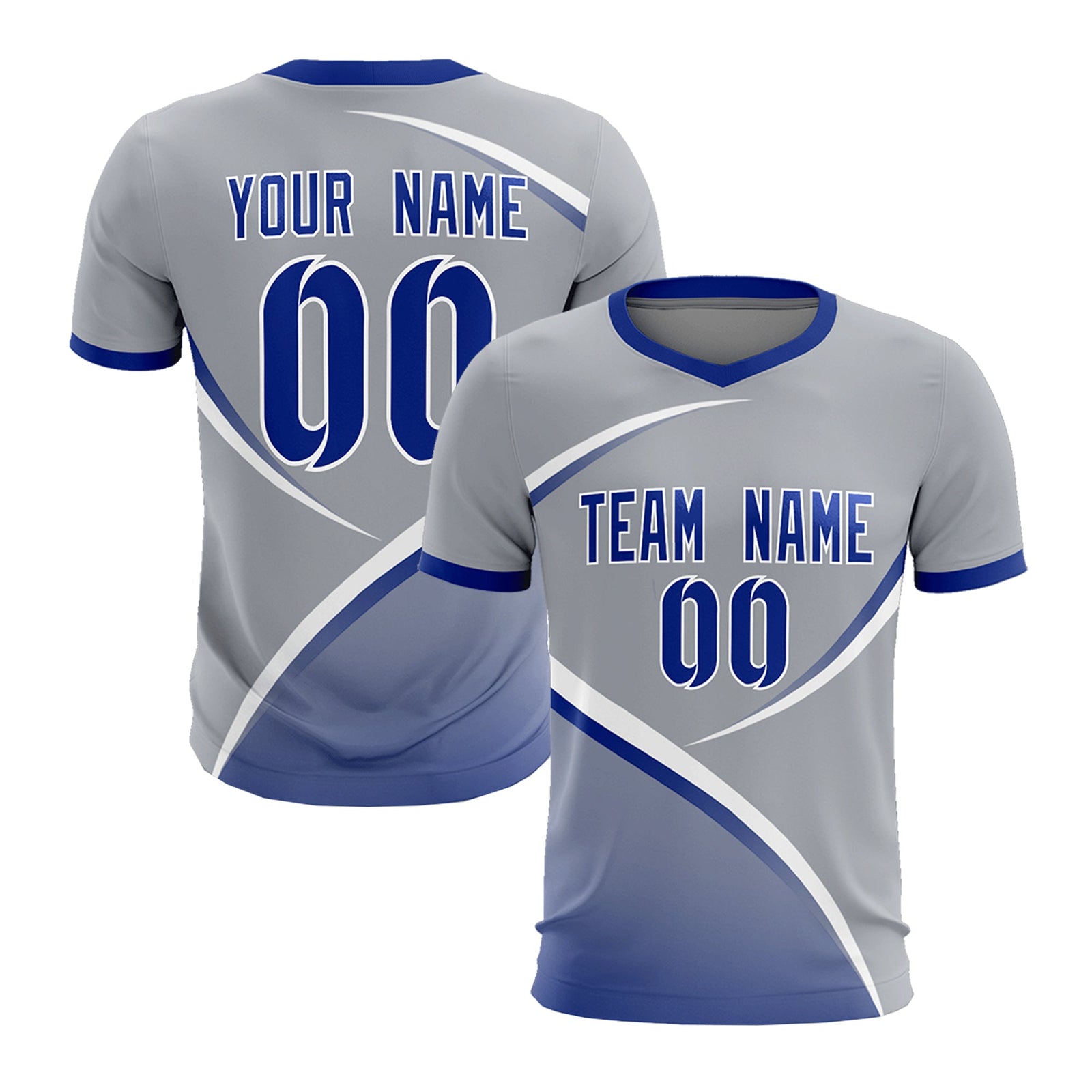 Custom Gray Royal Color Block Training Uniform For Men Soccer Sets Jersey