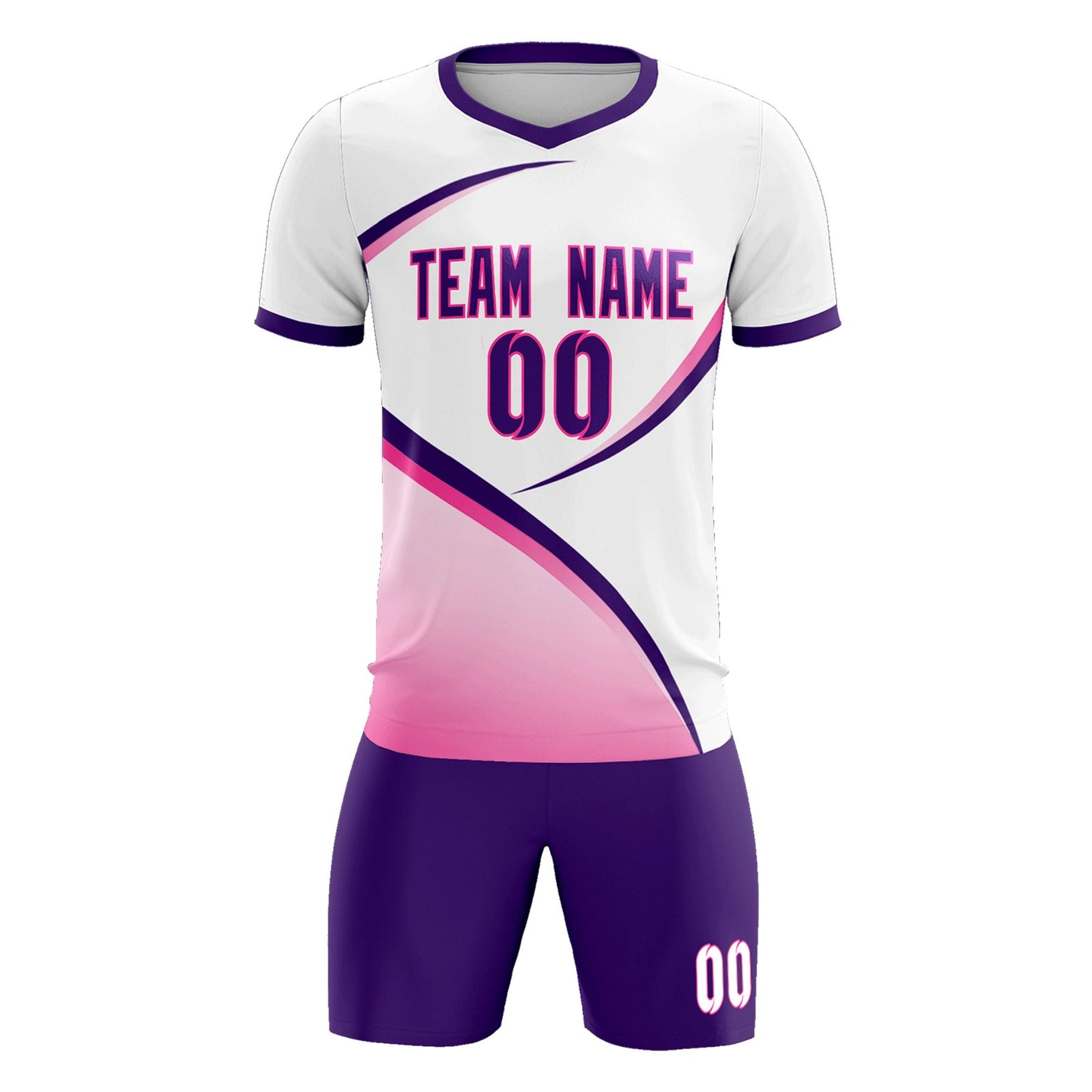 Custom White Purple Color Block Training Uniform For Men Soccer Sets Jersey