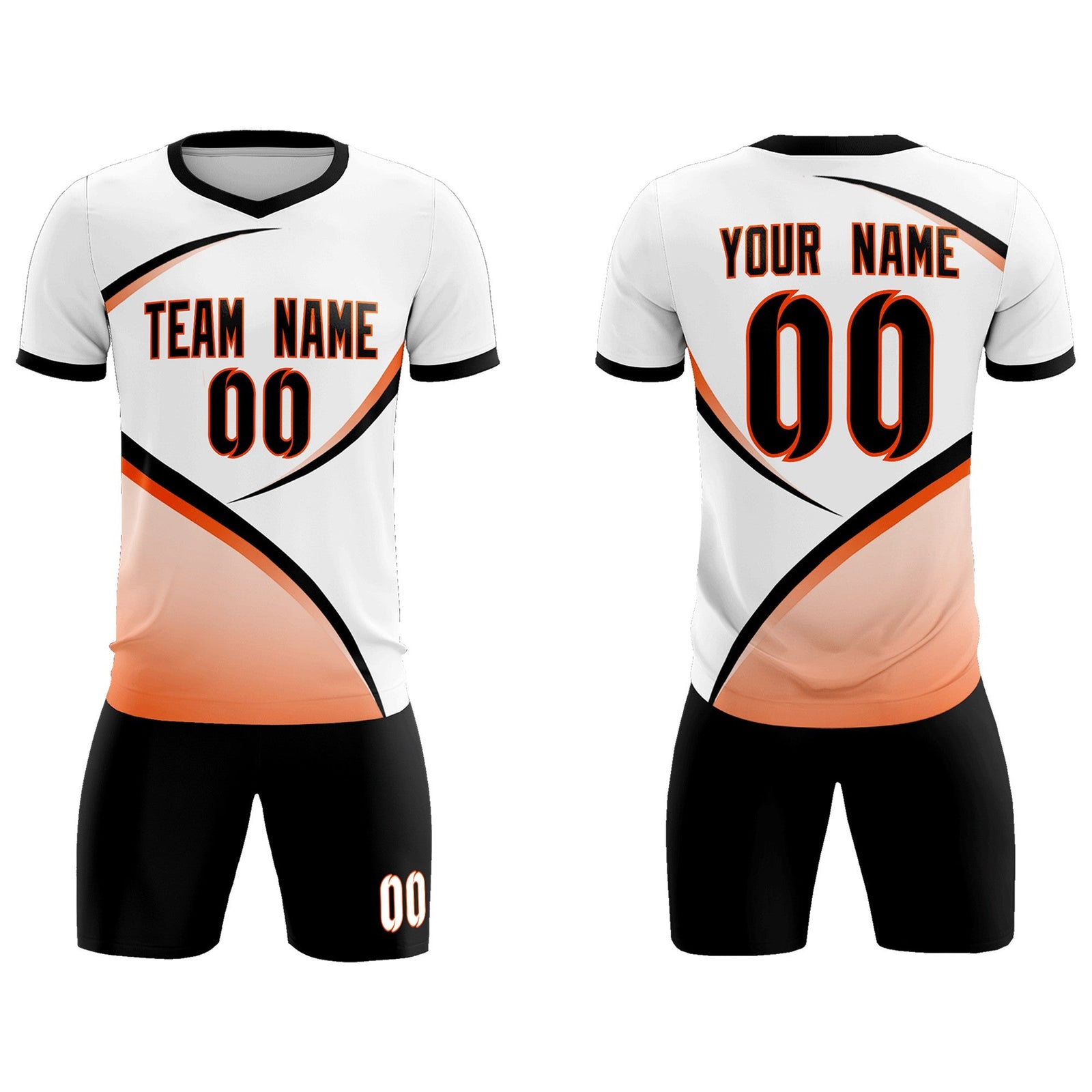 Custom White Black Color Block Training Uniform For Men Soccer Sets Jersey