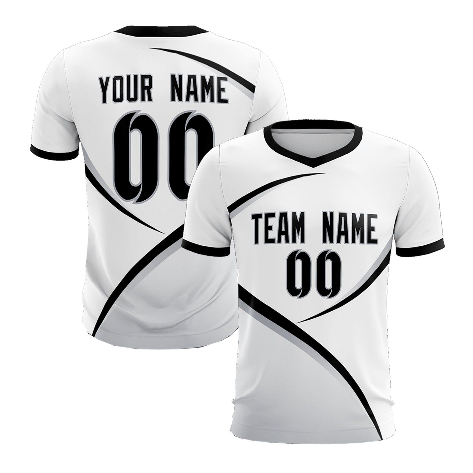 Custom White Black Color Block Training Uniform For Men Soccer Sets Jersey