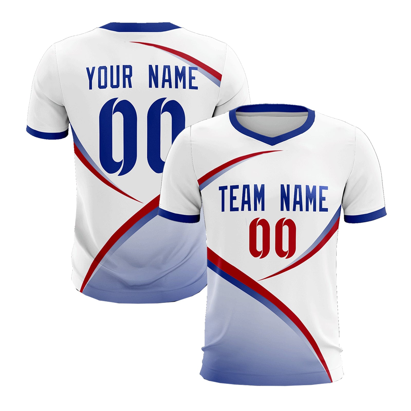Custom White Royal Color Block Training Uniform For Men Soccer Sets Jersey