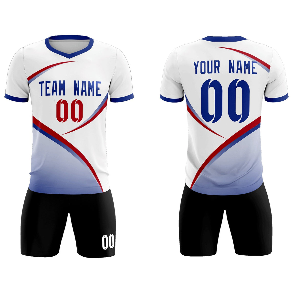 Custom White Royal Color Block Training Uniform For Men Soccer Sets Jersey