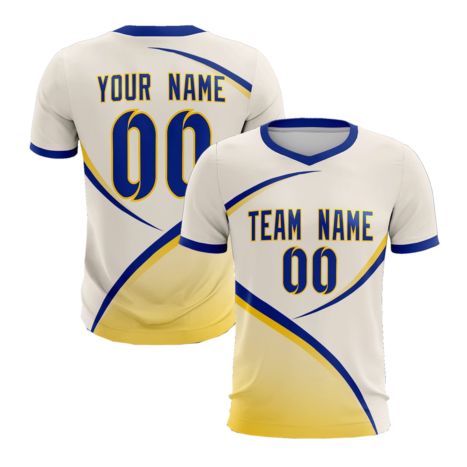 Custom Cream Royal Color Block Training Uniform For Men Soccer Sets Jersey