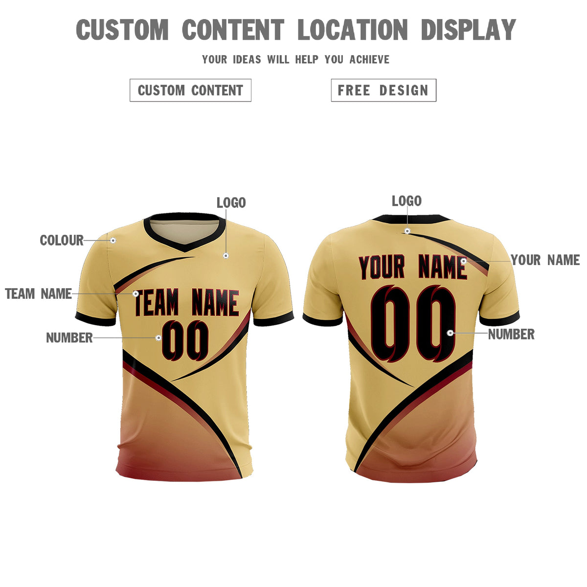 Custom Khaki Black Color Block Training Uniform For Men Soccer Sets Jersey
