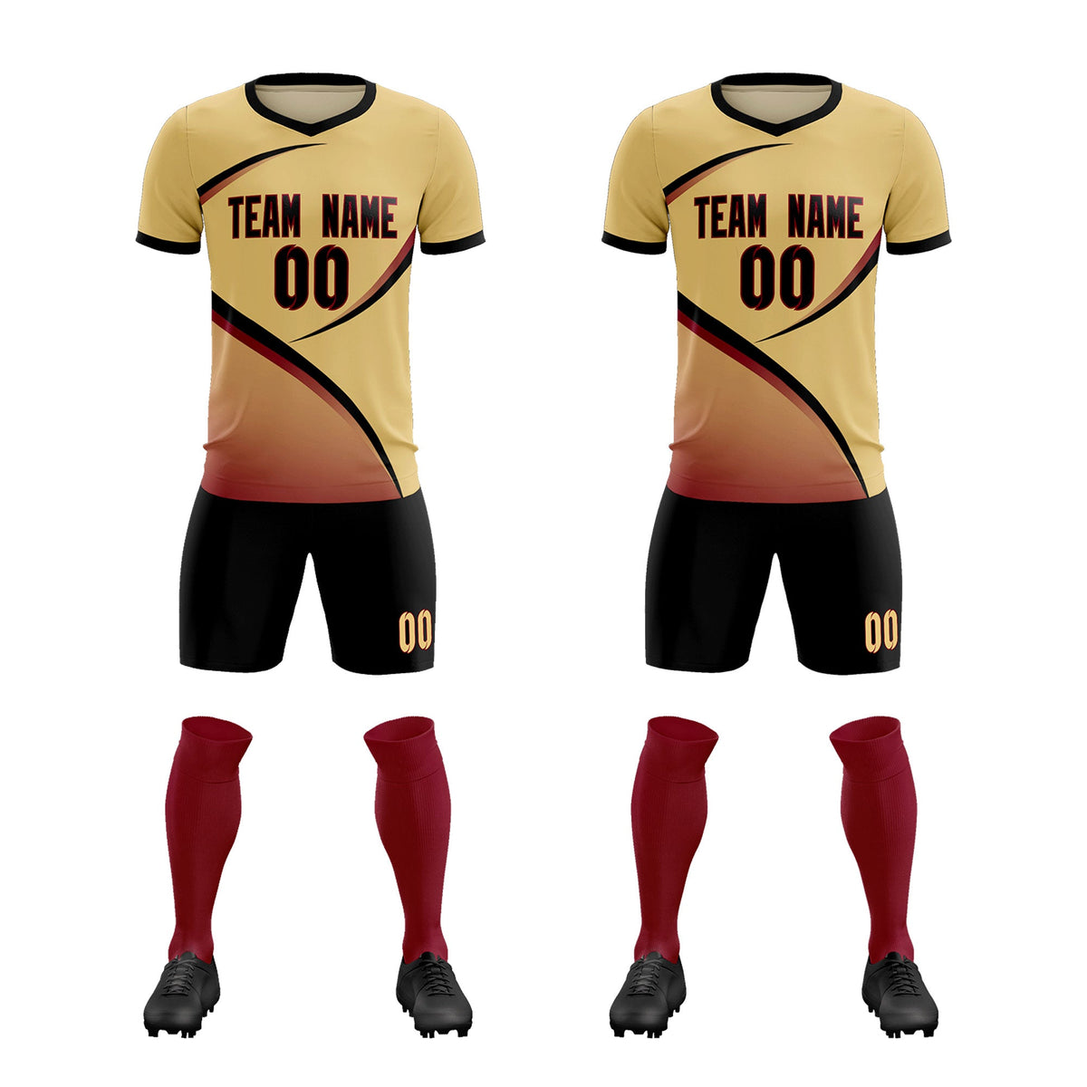 Custom Khaki Black Color Block Training Uniform For Men Soccer Sets Jersey