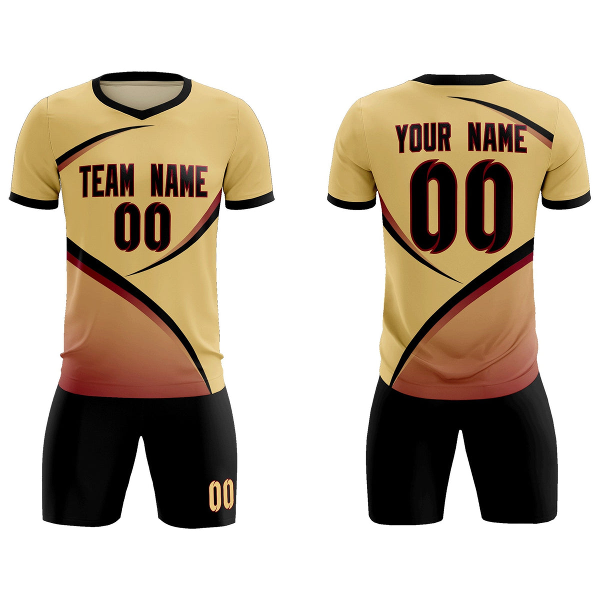 Custom Khaki Black Color Block Training Uniform For Men Soccer Sets Jersey