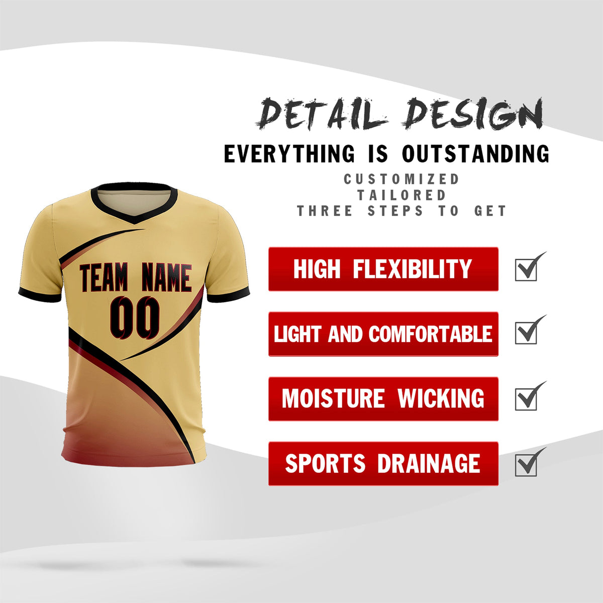 Custom Khaki Black Color Block Training Uniform For Men Soccer Sets Jersey