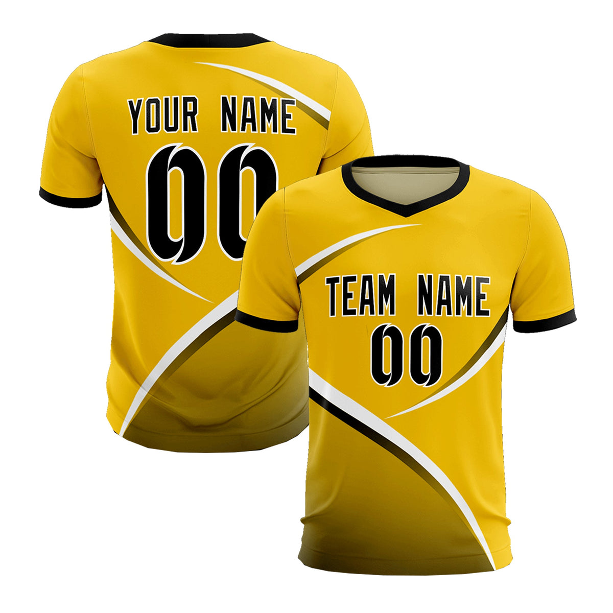 Custom Gold Black Color Block Training Uniform For Men Soccer Sets Jersey