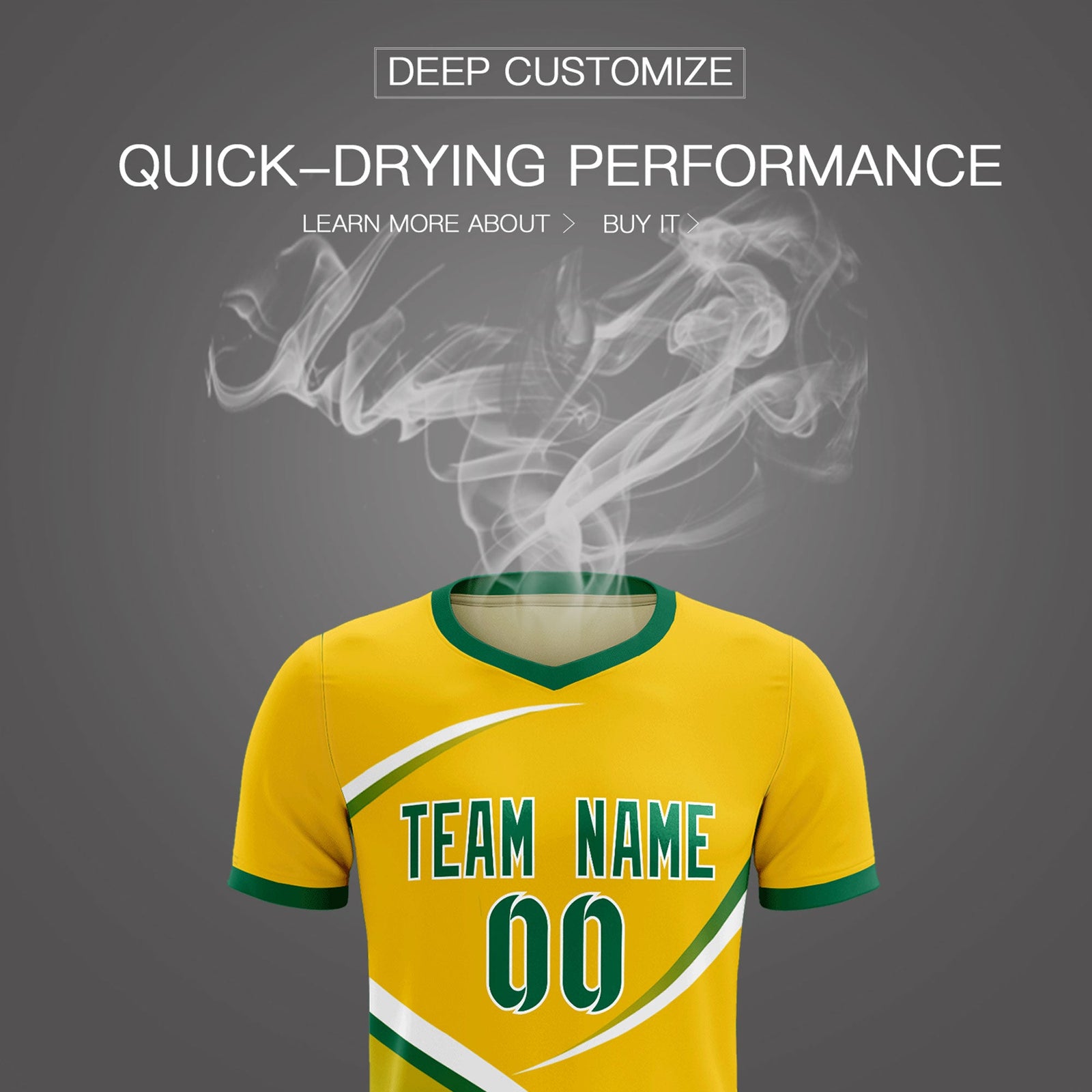 Custom Gold Kelly Green Color Block Training Uniform For Men Soccer Sets Jersey