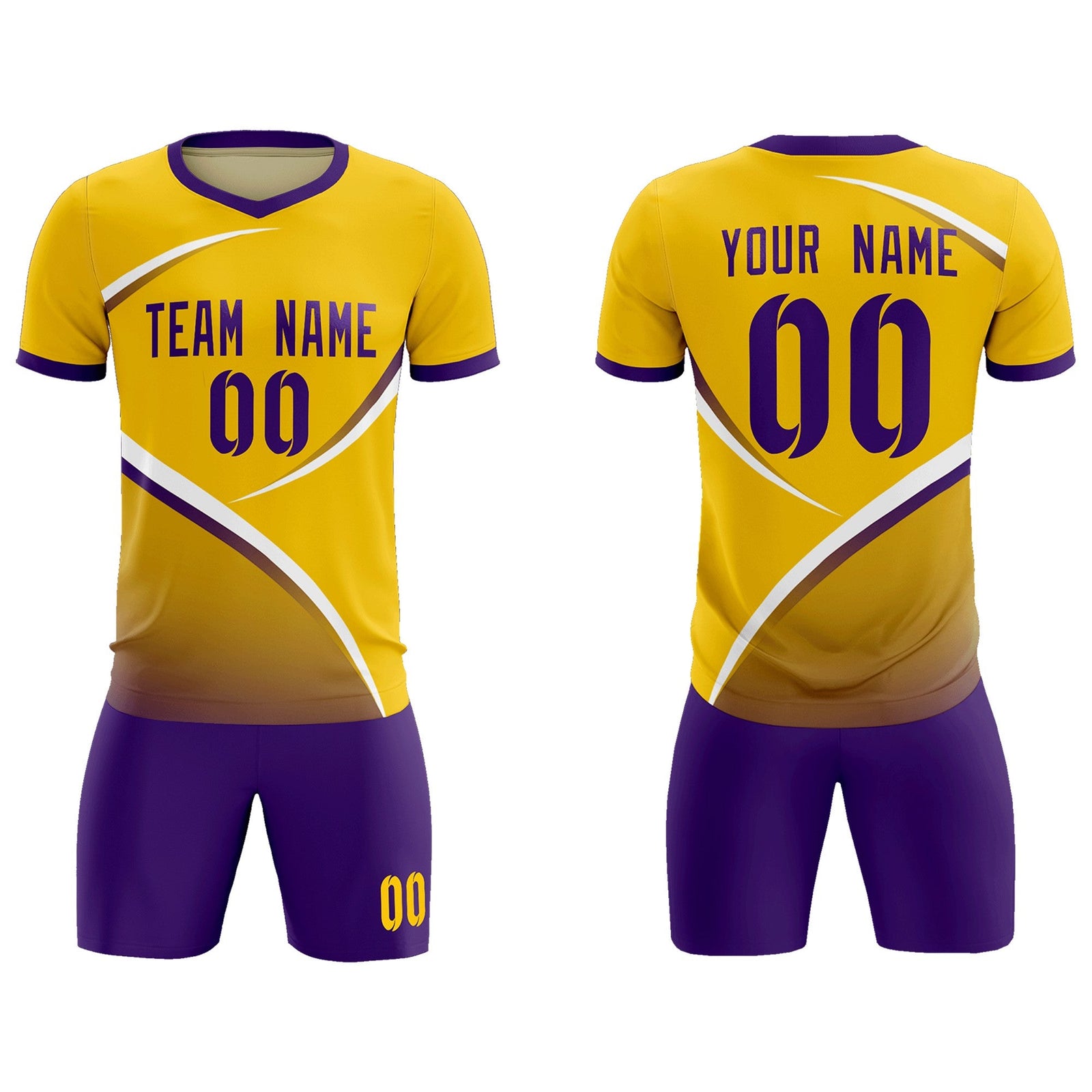 Custom Gold Old Gold Color Block Training Uniform For Men Soccer Sets Jersey