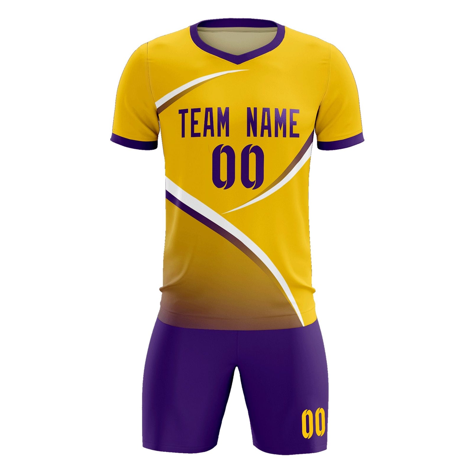 Custom Gold Old Gold Color Block Training Uniform For Men Soccer Sets Jersey