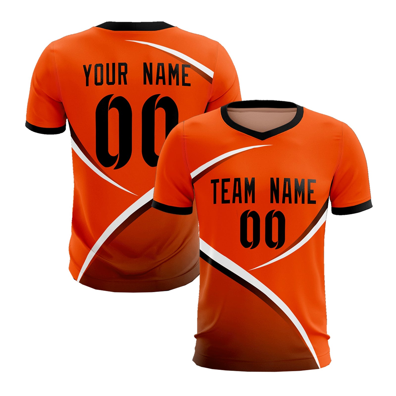 Custom Orange Black Color Block Training Uniform For Men Soccer Sets Jersey
