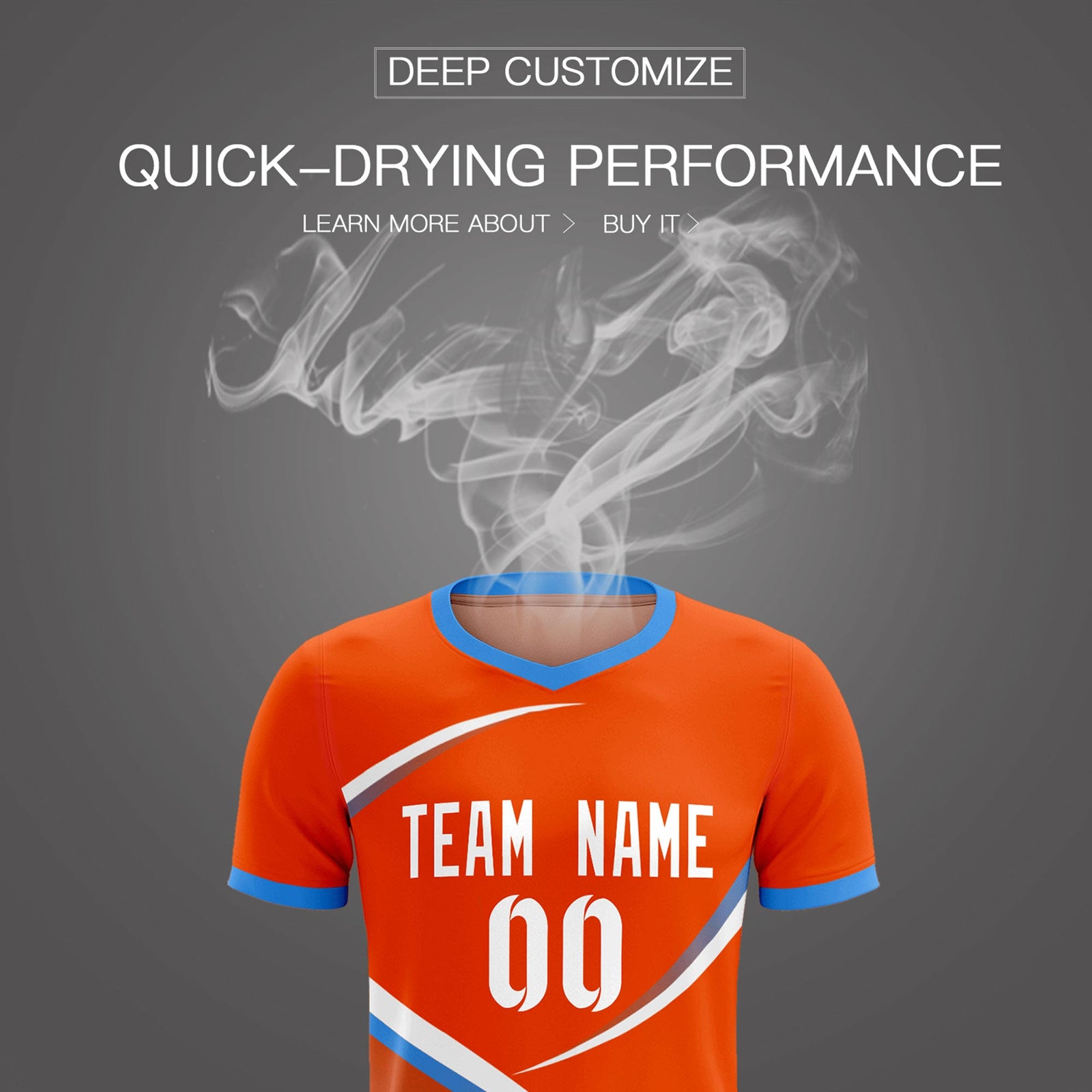 Custom Orange Powder Blue Color Block Training Uniform For Men Soccer Sets Jersey