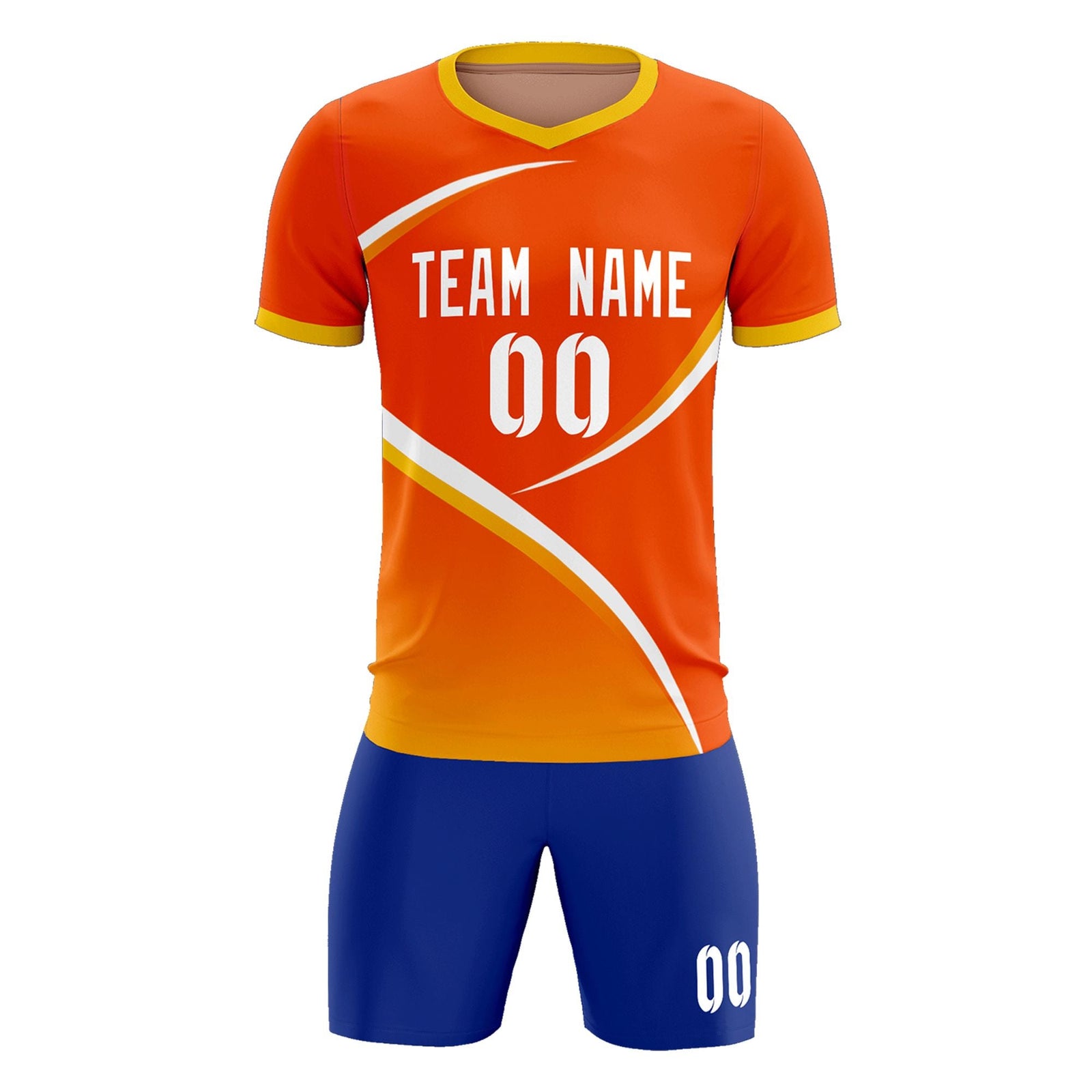 Custom Orange Gold Color Block Training Uniform For Men Soccer Sets Jersey