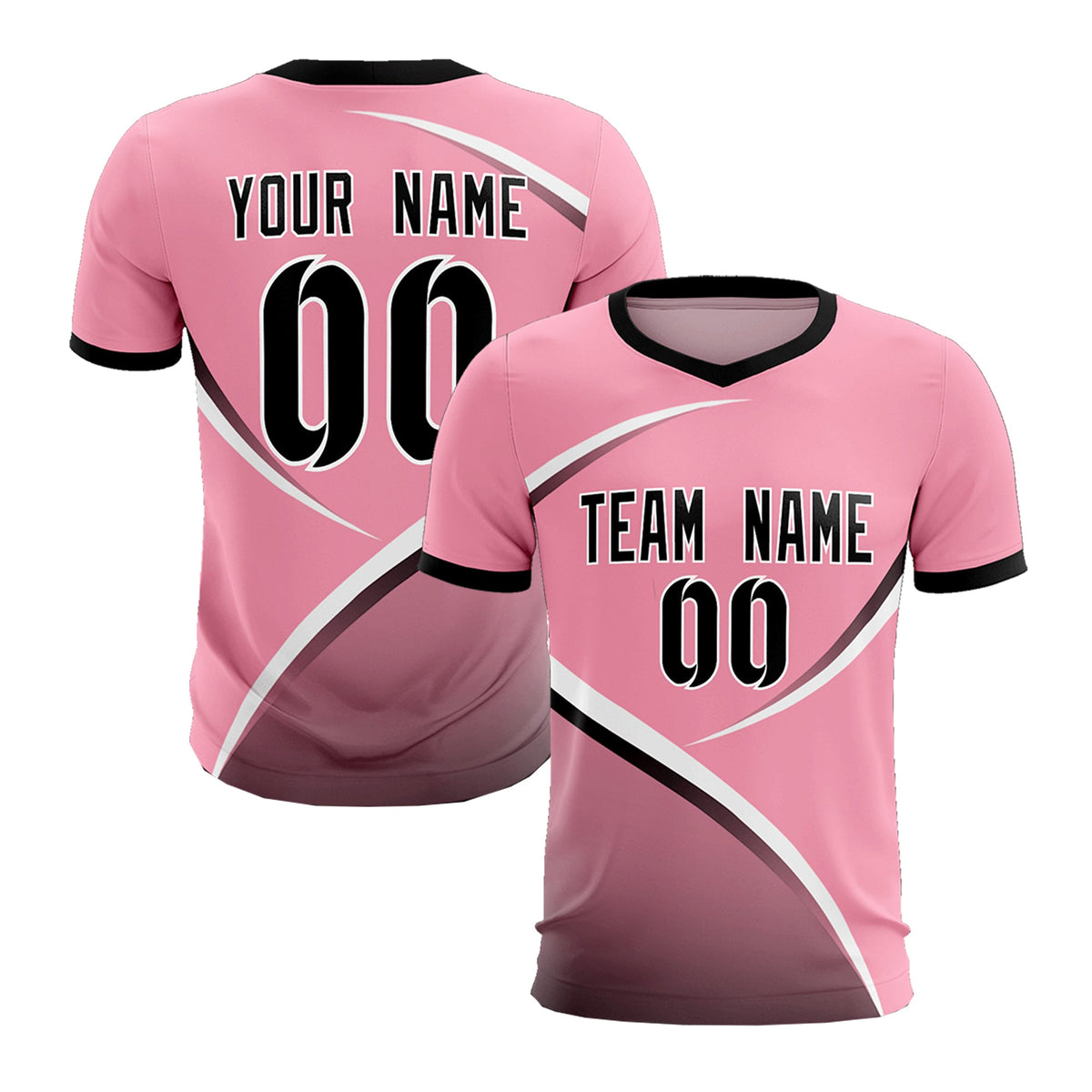 Custom Light Pink Black Color Block Training Uniform For Men Soccer Sets Jersey