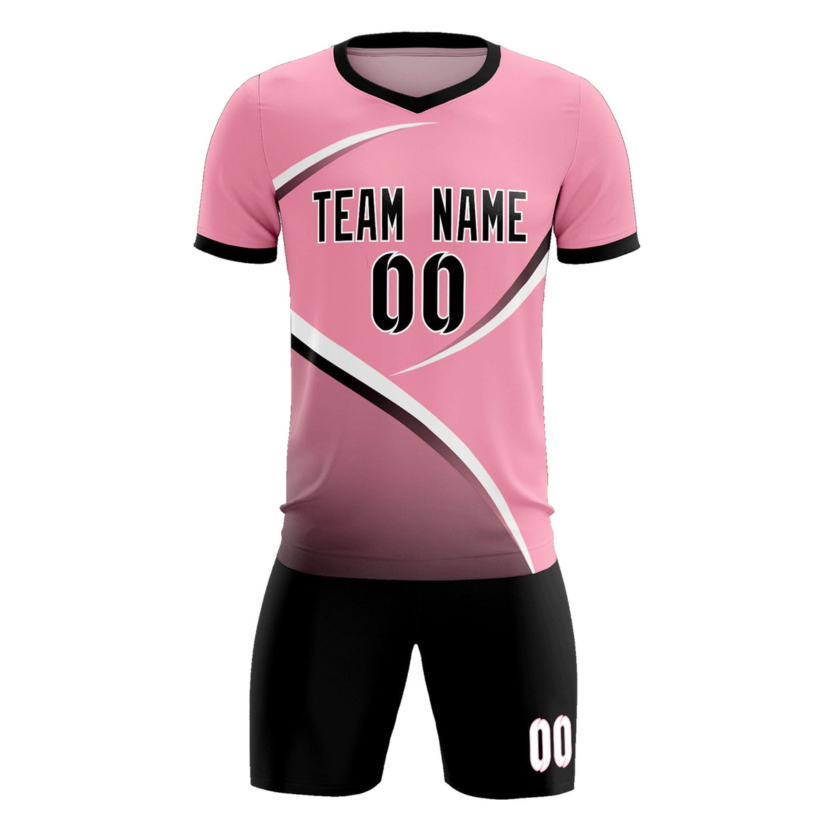 Custom Light Pink Black Color Block Training Uniform For Men Soccer Sets Jersey