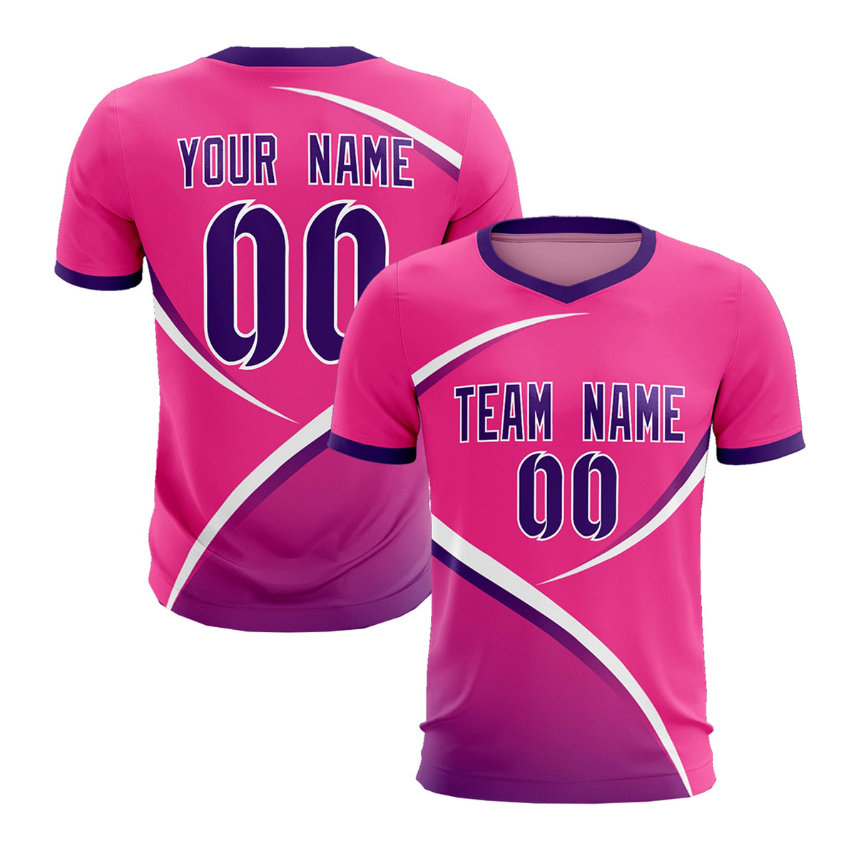 Custom Pink Purple Color Block Training Uniform For Men Soccer Sets Jersey