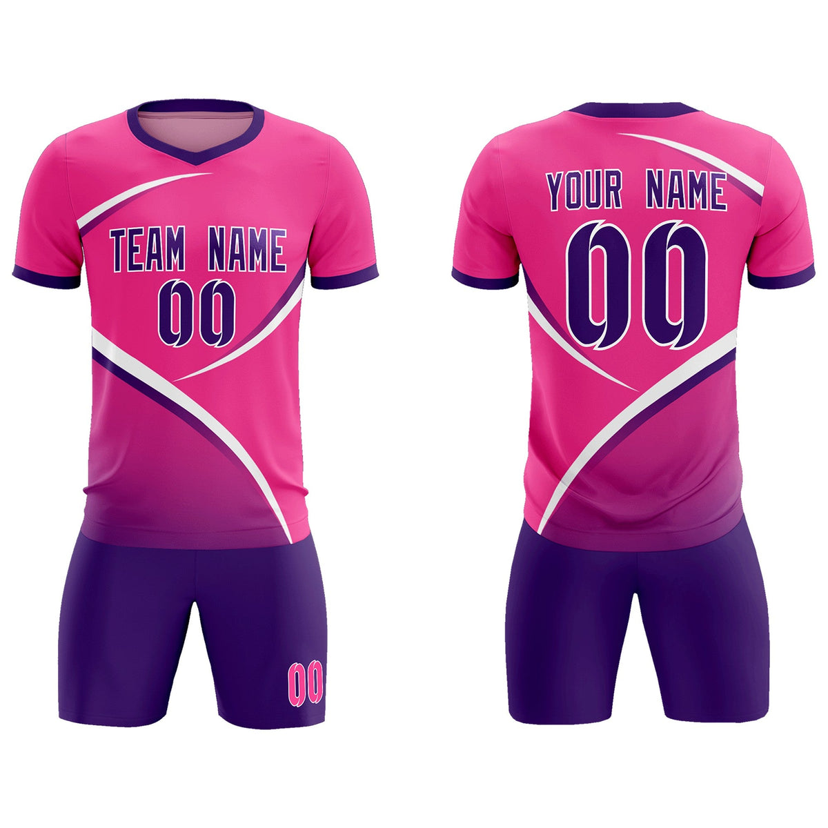 Custom Pink Purple Color Block Training Uniform For Men Soccer Sets Jersey