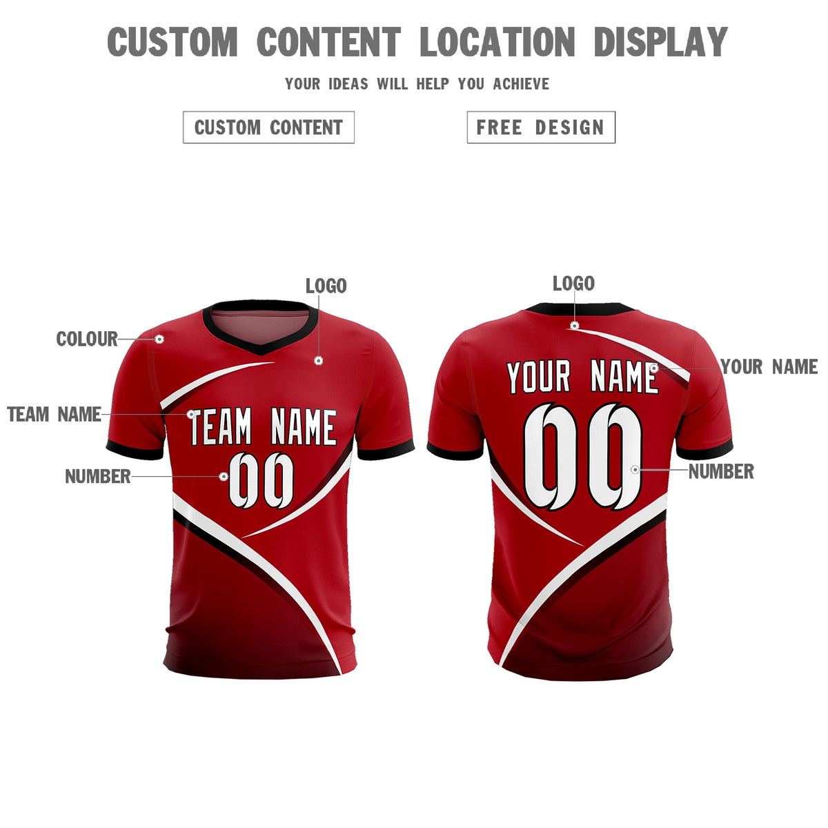 Custom Red Black Color Block Training Uniform For Men Soccer Sets Jersey