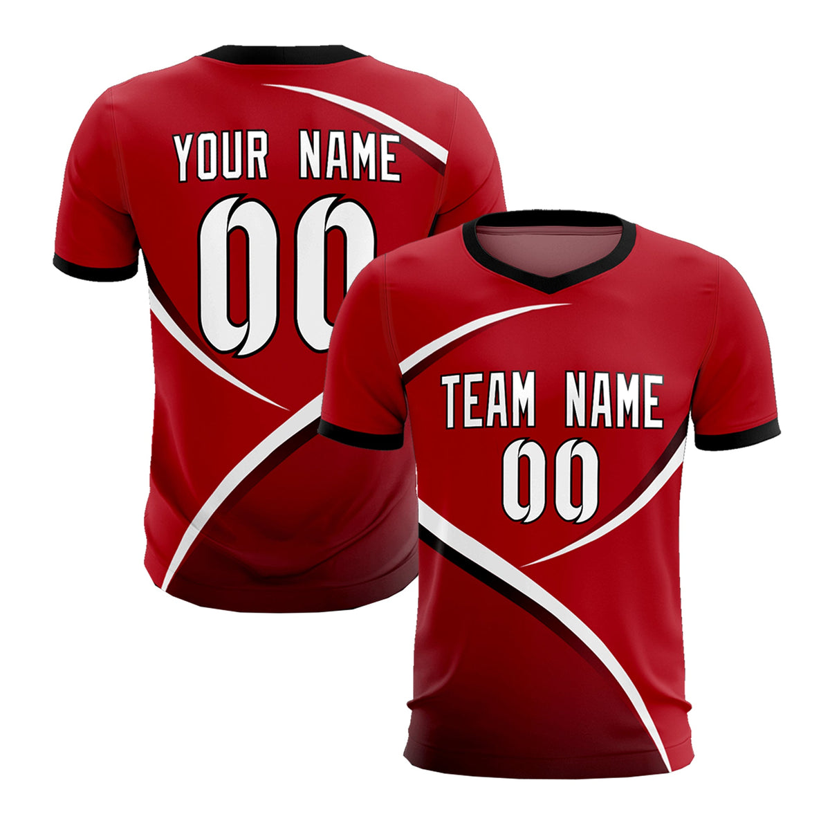 Custom Red Black Color Block Training Uniform For Men Soccer Sets Jersey