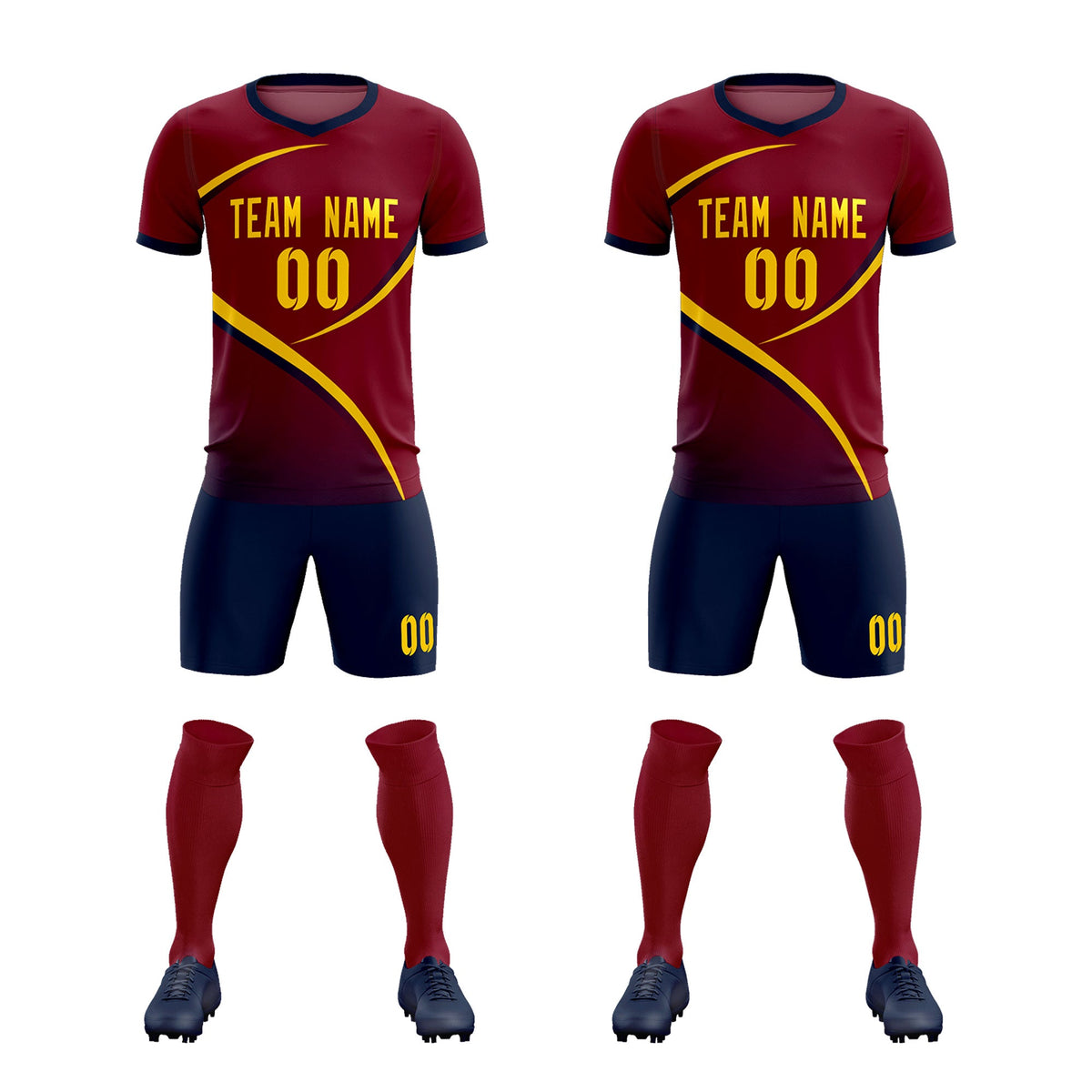 Custom Crimson Navy Color Block Training Uniform For Men Soccer Sets Jersey