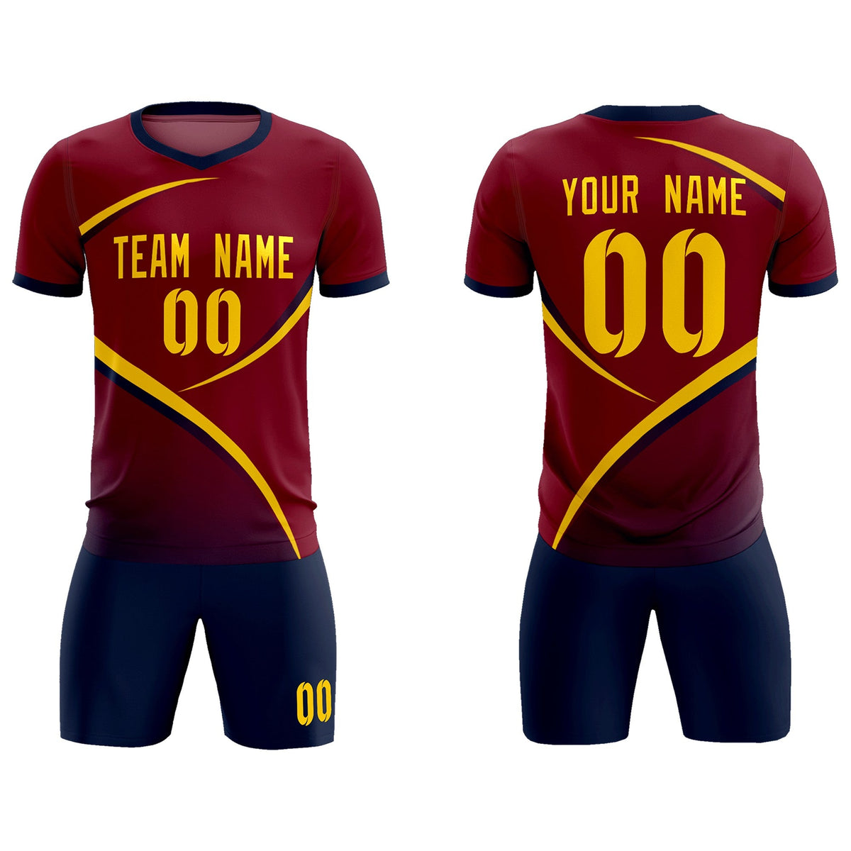 Custom Crimson Navy Color Block Training Uniform For Men Soccer Sets Jersey