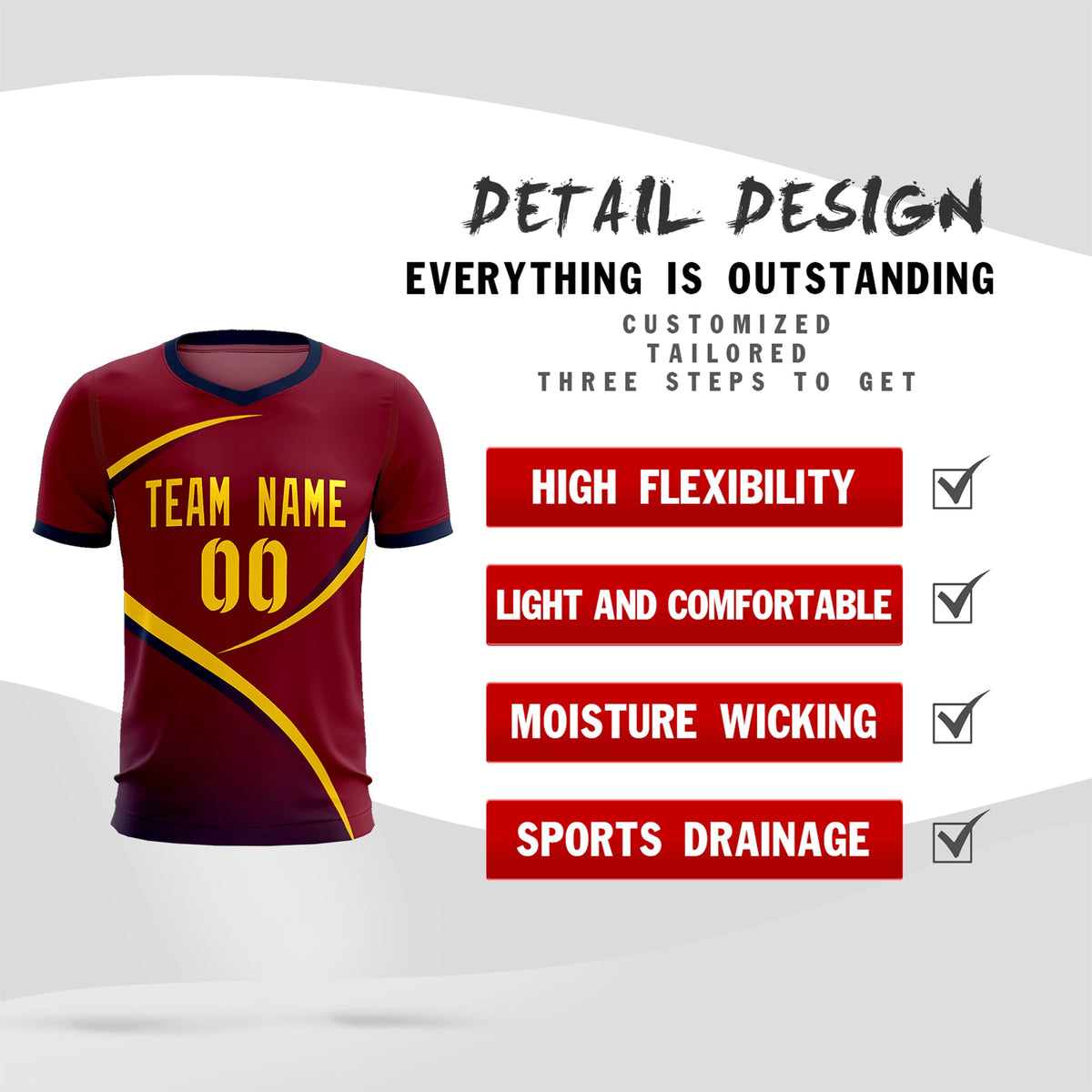 Custom Crimson Navy Color Block Training Uniform For Men Soccer Sets Jersey