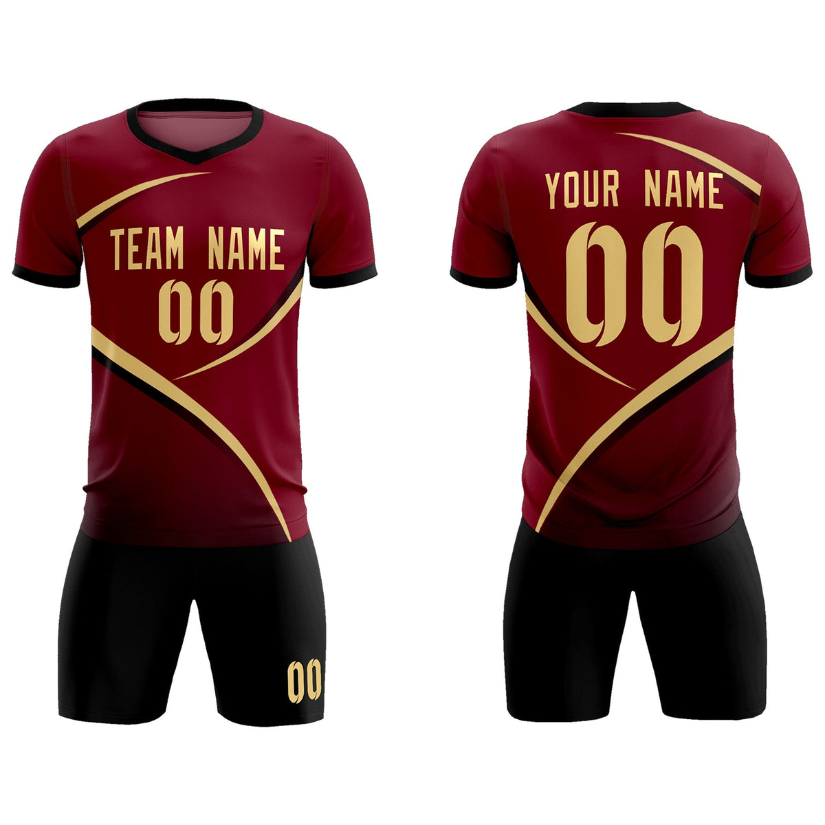 Custom Crimson Black Color Block Training Uniform For Men Soccer Sets Jersey