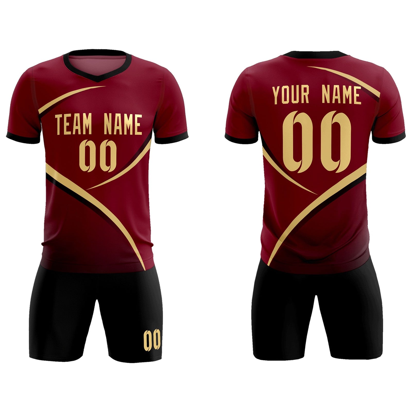Custom Crimson Black Color Block Training Uniform For Men Soccer Sets Jersey