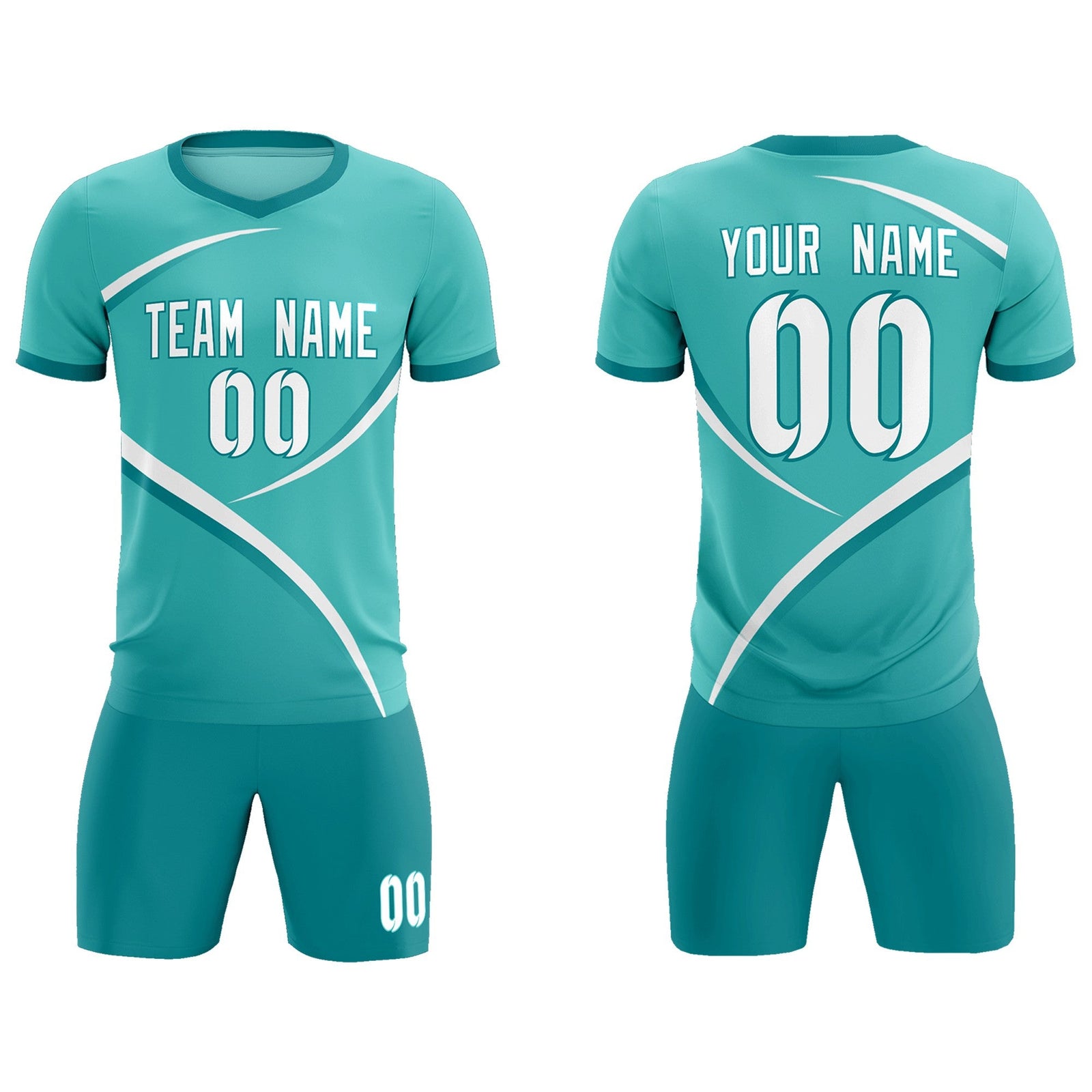 Custom Bright Green Aqua Color Block Training Uniform For Men Soccer Sets Jersey