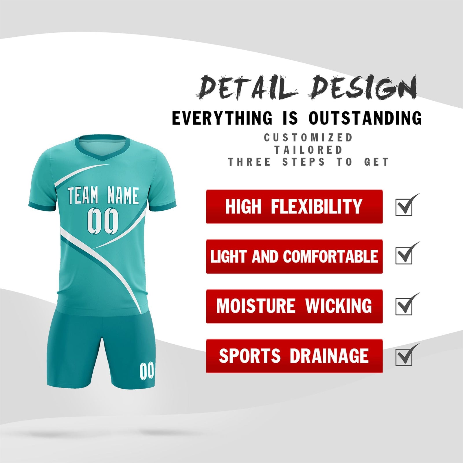 Custom Bright Green Aqua Color Block Training Uniform For Men Soccer Sets Jersey