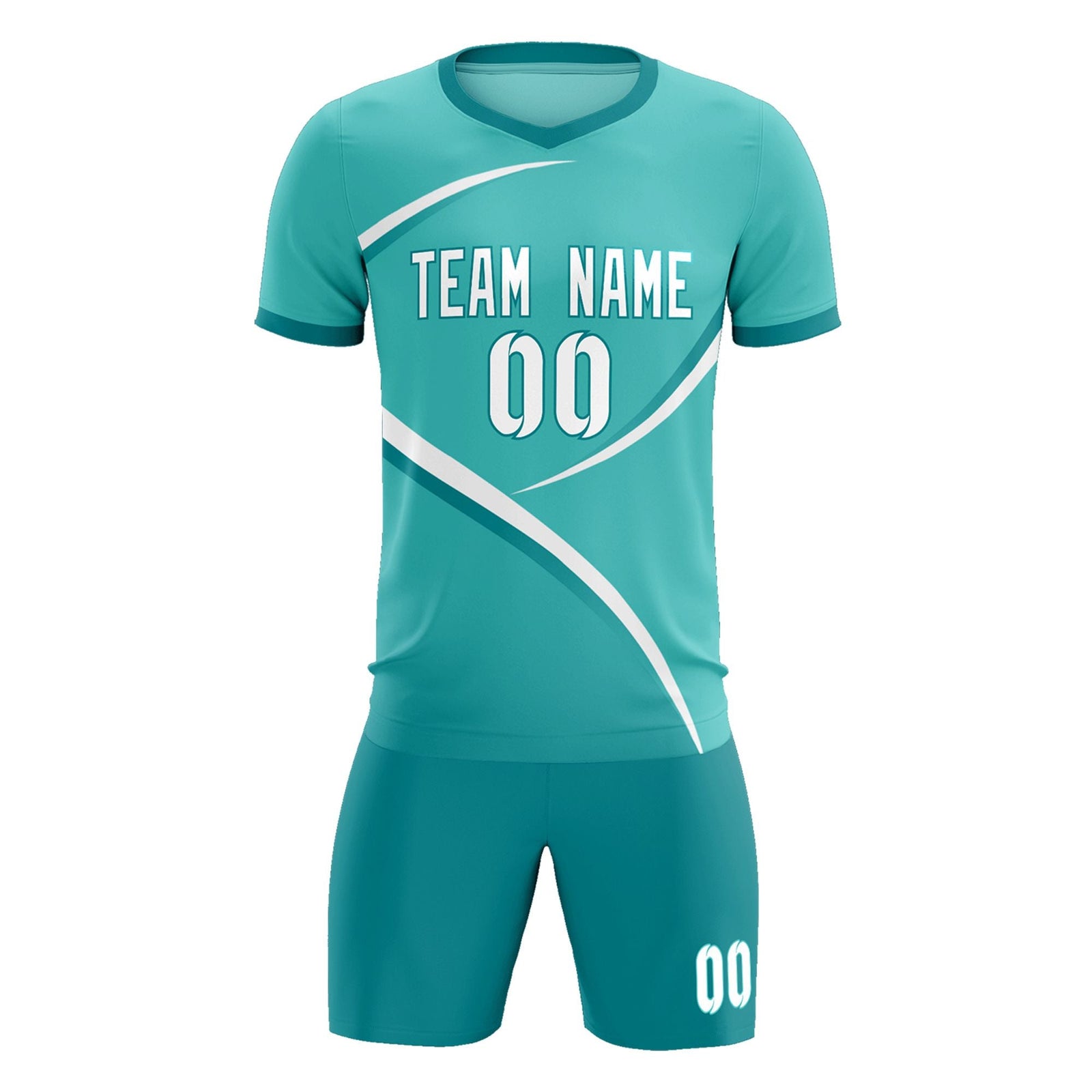 Custom Bright Green Aqua Color Block Training Uniform For Men Soccer Sets Jersey