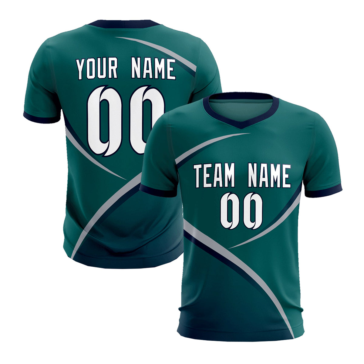 Custom Aqua Navy Color Block Training Uniform For Men Soccer Sets Jersey