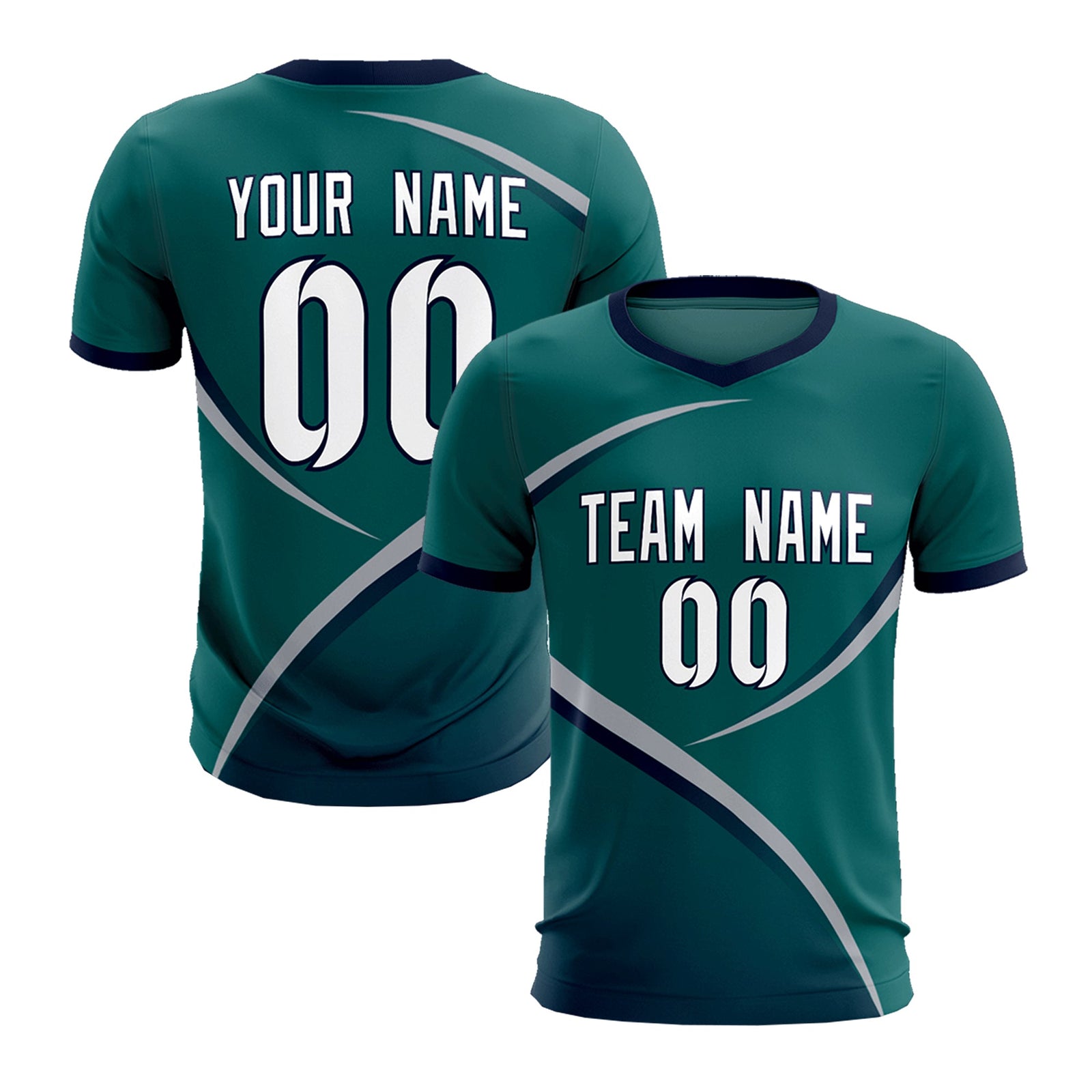 Custom Aqua Navy Color Block Training Uniform For Men Soccer Sets Jersey