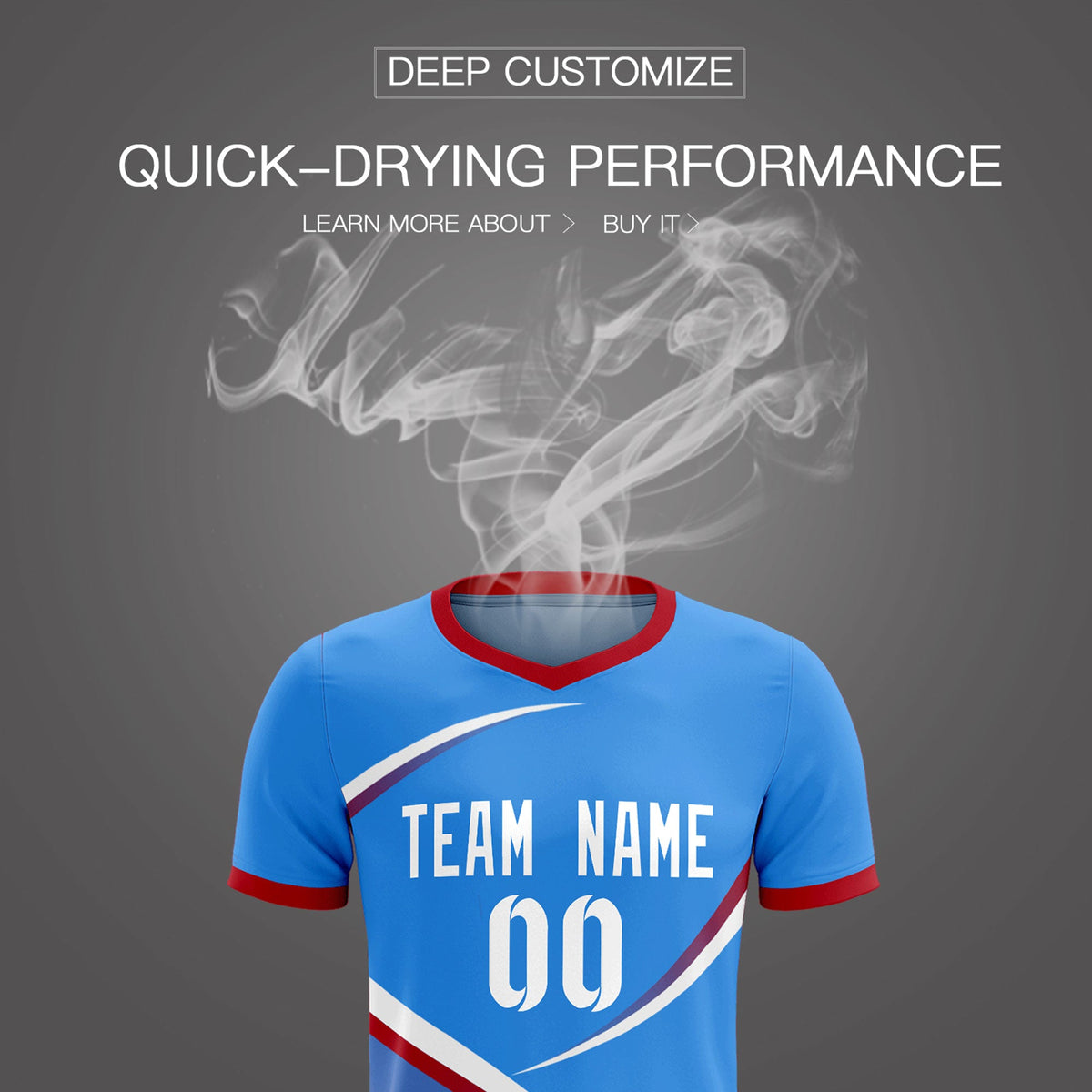 Custom Powder Blue Red Color Block Training Uniform For Men Soccer Sets Jersey