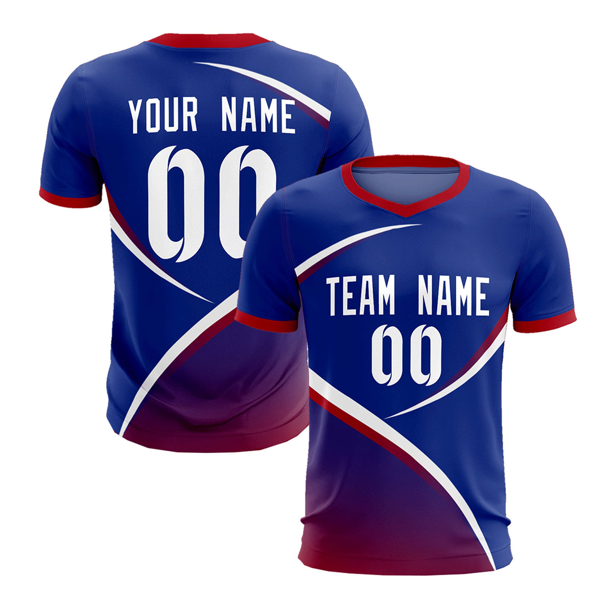 Custom Royal Red Color Block Training Uniform For Men Soccer Sets Jersey