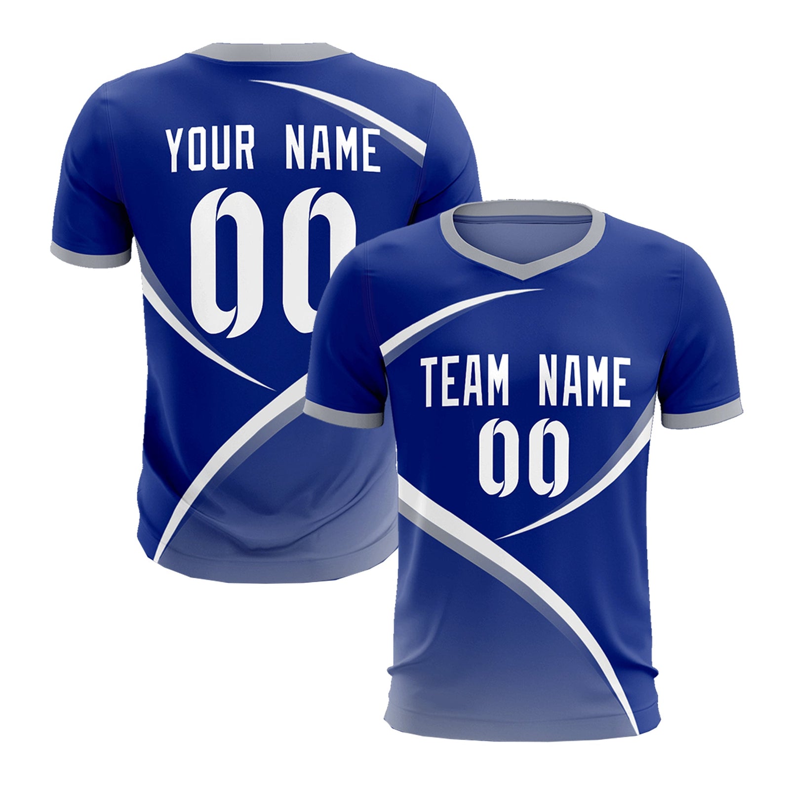 Custom Royal Gray Color Block Training Uniform For Men Soccer Sets Jersey
