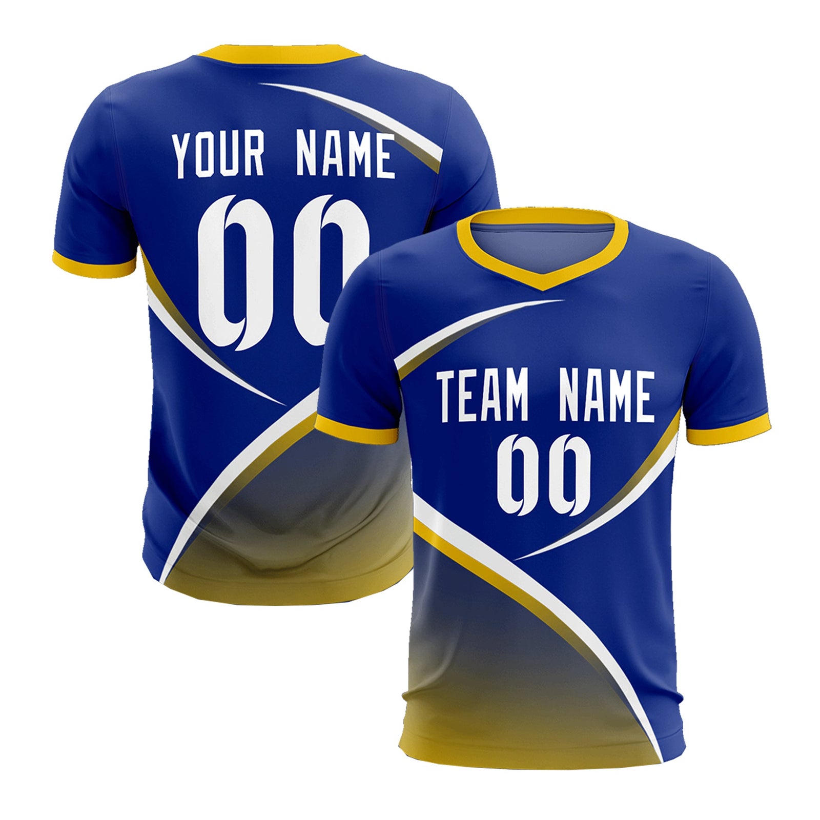 Custom Royal Gold Color Block Training Uniform For Men Soccer Sets Jersey